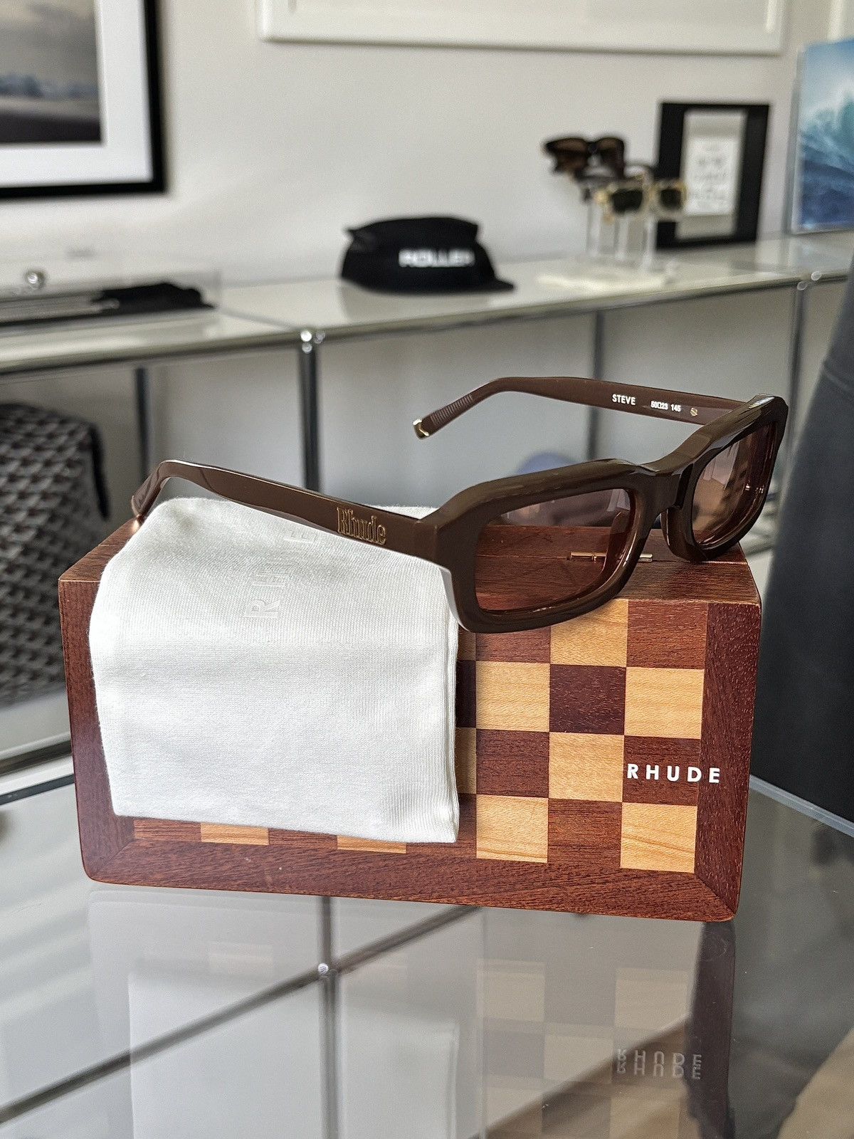 Rhude RHUDE | MOCHA BROWN STEVE FRAMES SUNGLASSES Size ONE SIZE - 14 Thumbnail