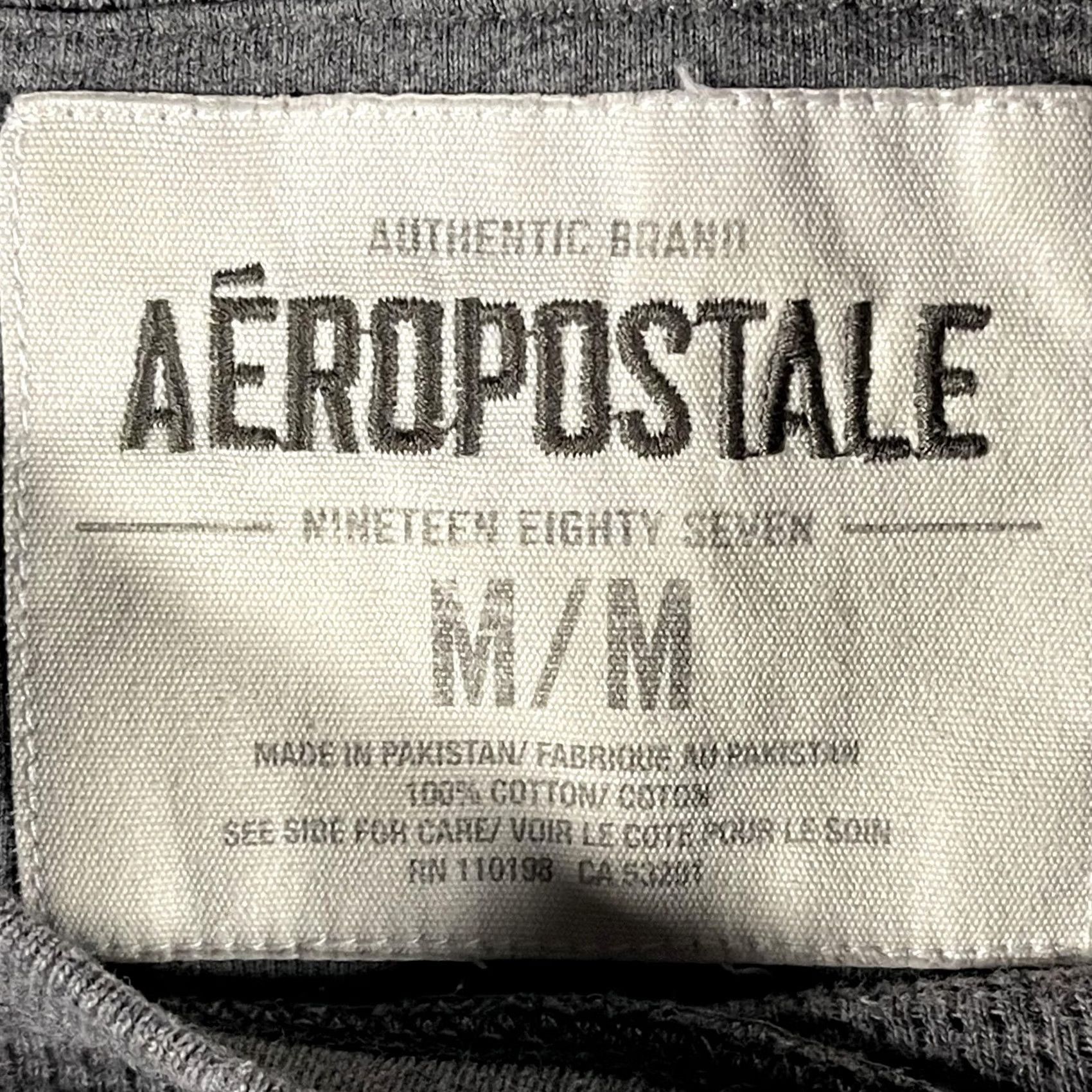 Aeropostale Aéropostale Shirt Mens Medium Gray Nineteen Eighty Seven Long Sleeve Thermal Crew Neck Front Logo Graphic Print Emroidered Size US M / EU 48-50 / 2 - 4 Thumbnail