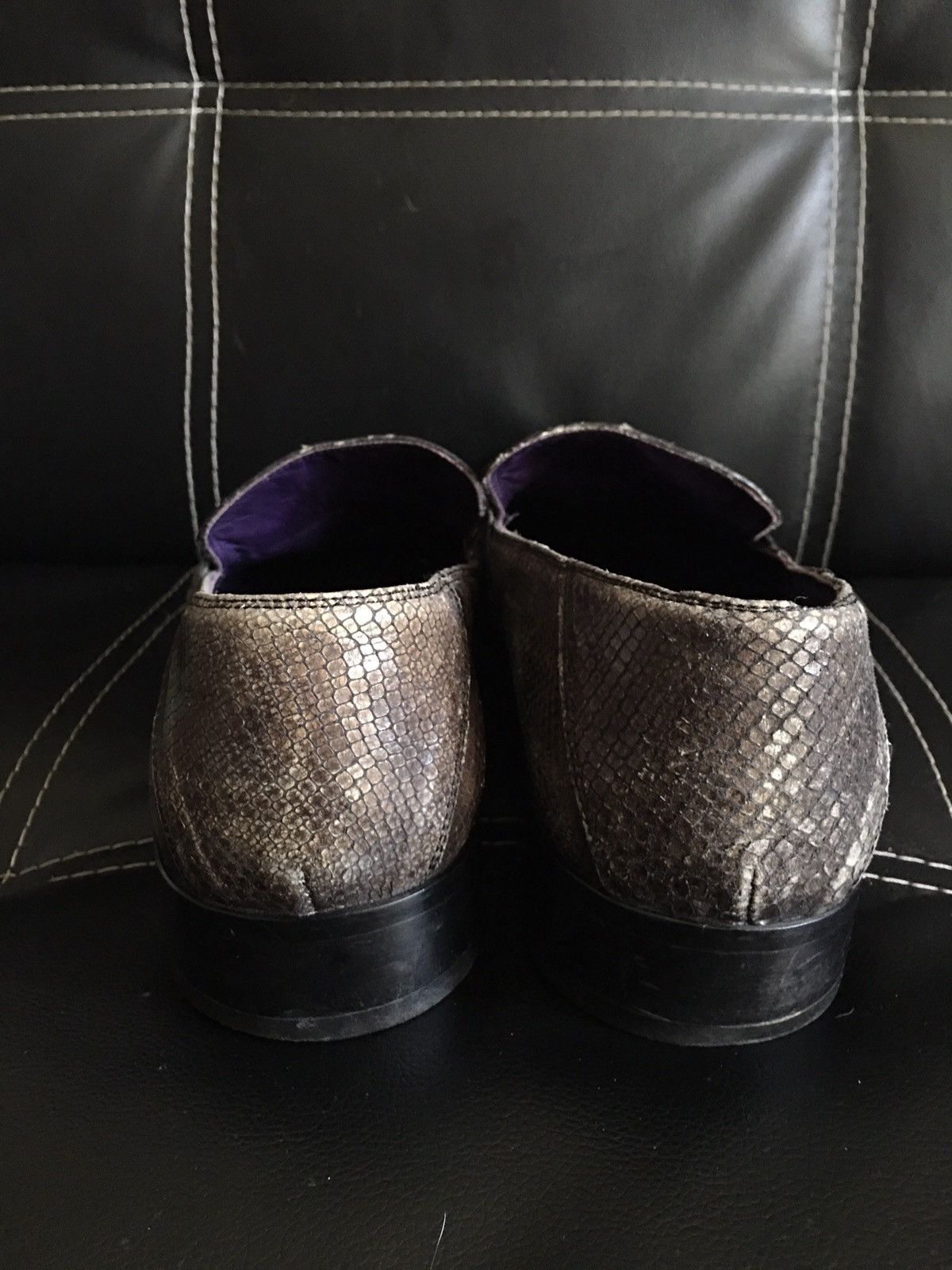 Versace VERSACE Collection Snake Skin Leather Grey Men Shoes EU 45 Size US 12 / EU 45 - 6 Thumbnail