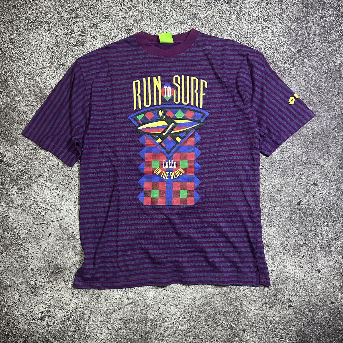 Lotto Sport VINTAGE LOTTO ACTIVE GEAR "RUN TO SURF" STRIPE TEE Size US L / EU 52-54 / 3 - 1 Thumbnail