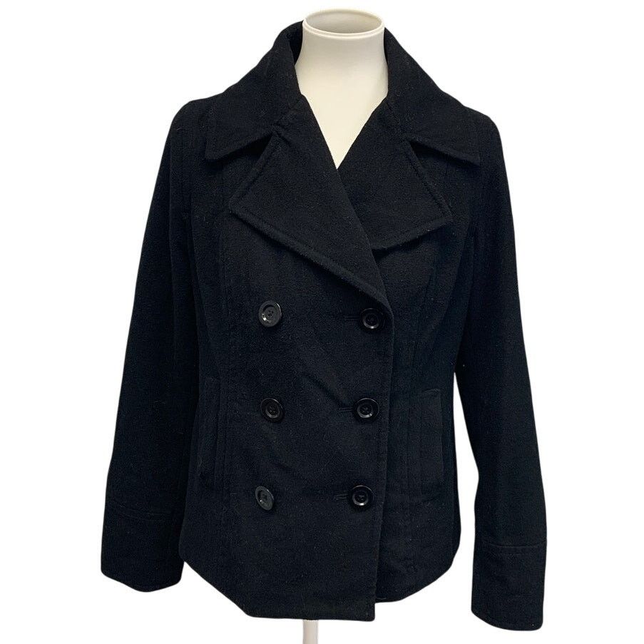 Old Navy Old Navy Womens Medium Full Button Wool Blend Black Pea Coat Size M / US 6-8 / IT 42-44 - 1 Thumbnail