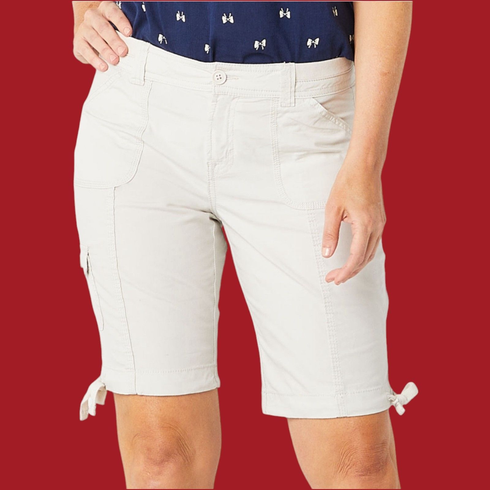Other St John's Bay - Women's Mid-Rise Cargo Bermuda Short - Brown Size 27" / US 4 / IT 40 - 3 Thumbnail