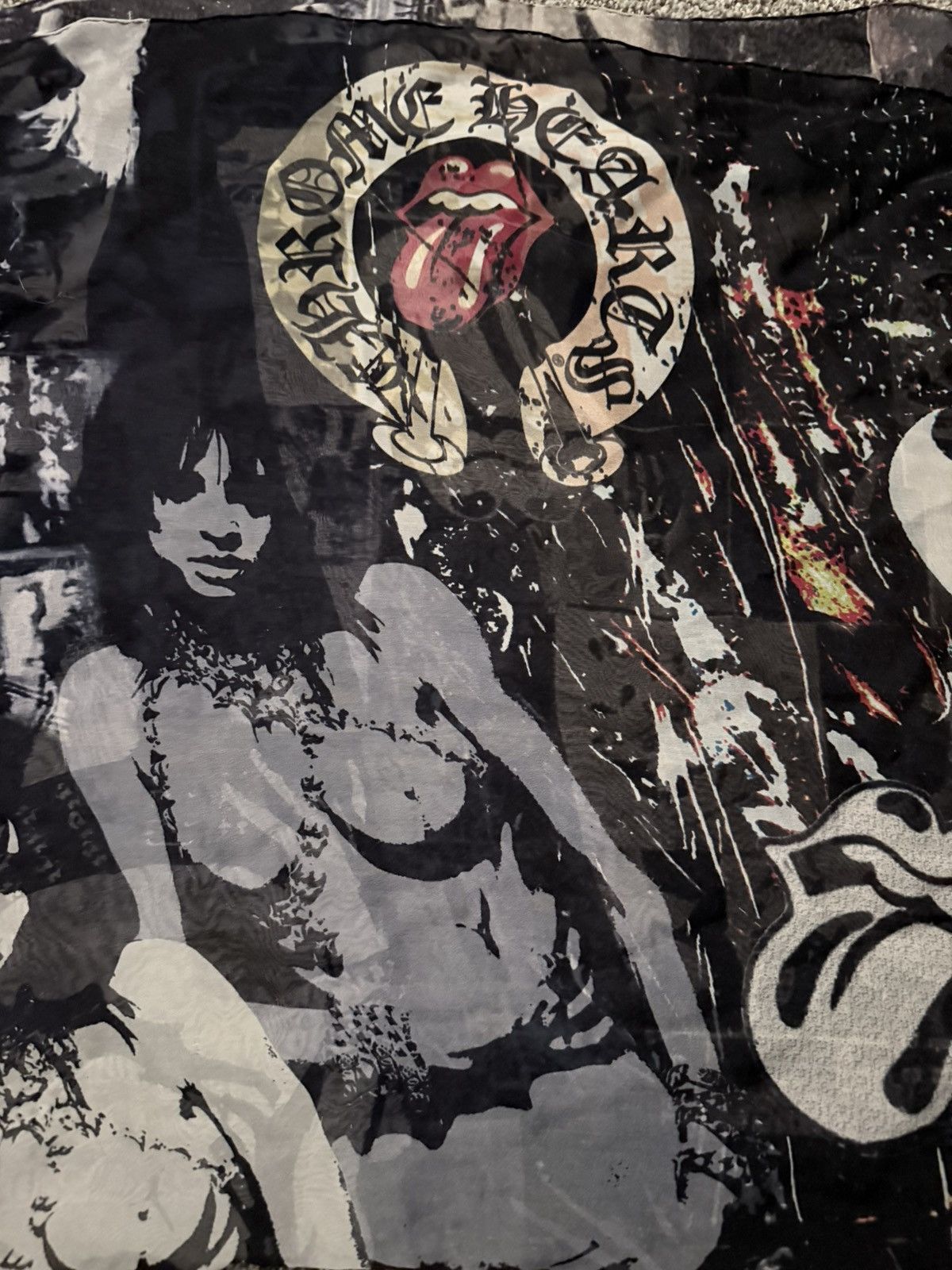 Chrome Hearts Chrome Heart Rolling Stones silk scarf Size ONE SIZE - 4 Thumbnail