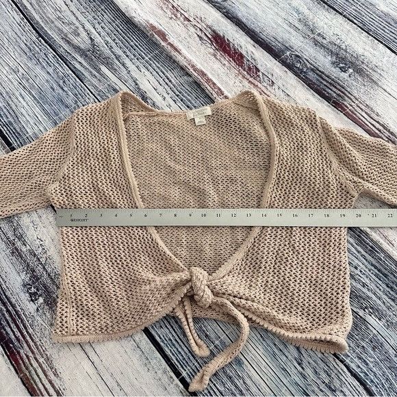 Other Vintage Christopher & Banks Beige Crochet Knit Tie Front Car Size S / US 4 / IT 40 - 7 Thumbnail