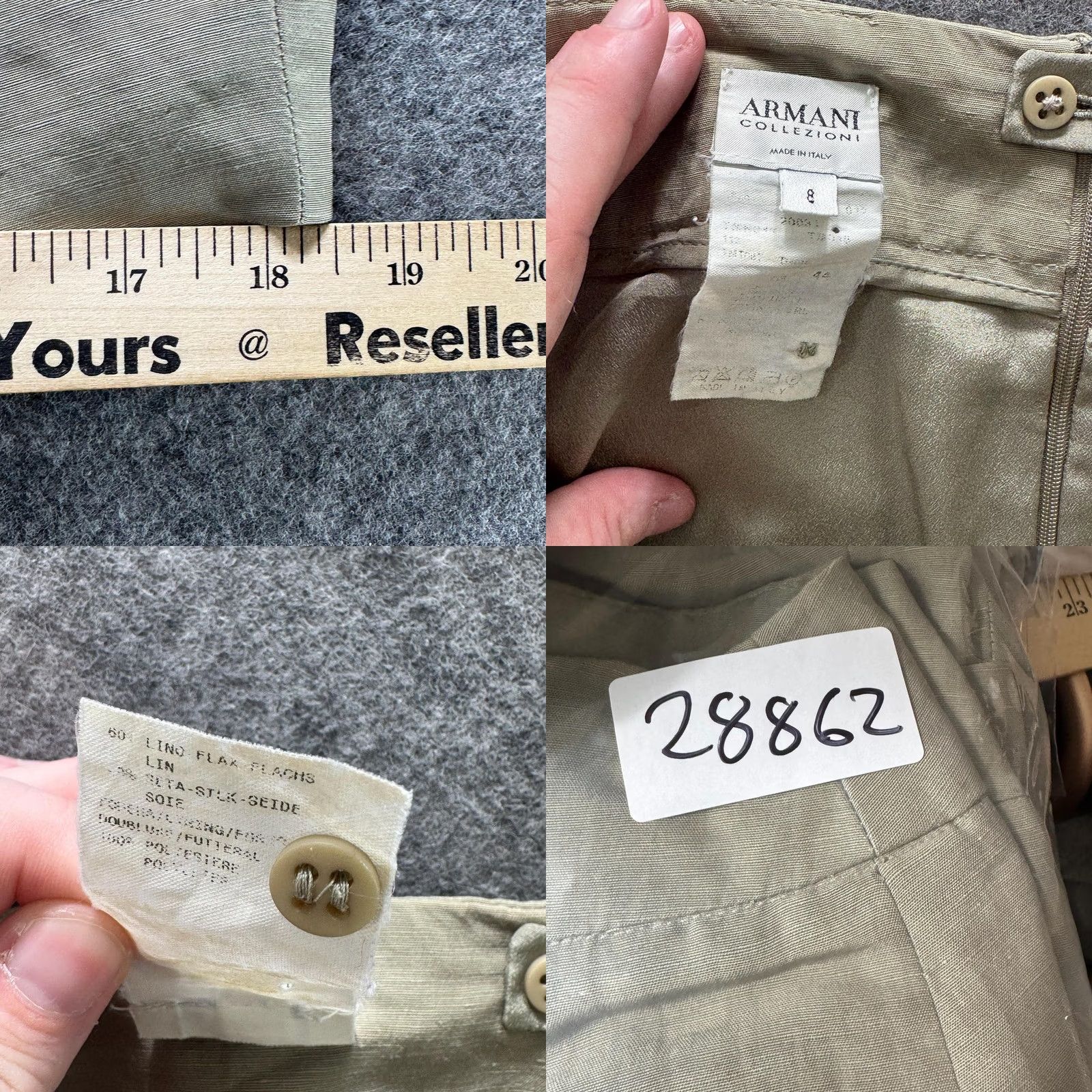 Armani Armani Collezioni Skirt Womens 8 Beige Linen Pencil Knee Length Made In Italy Size 30" / US 8 / IT 44 - 9 Thumbnail