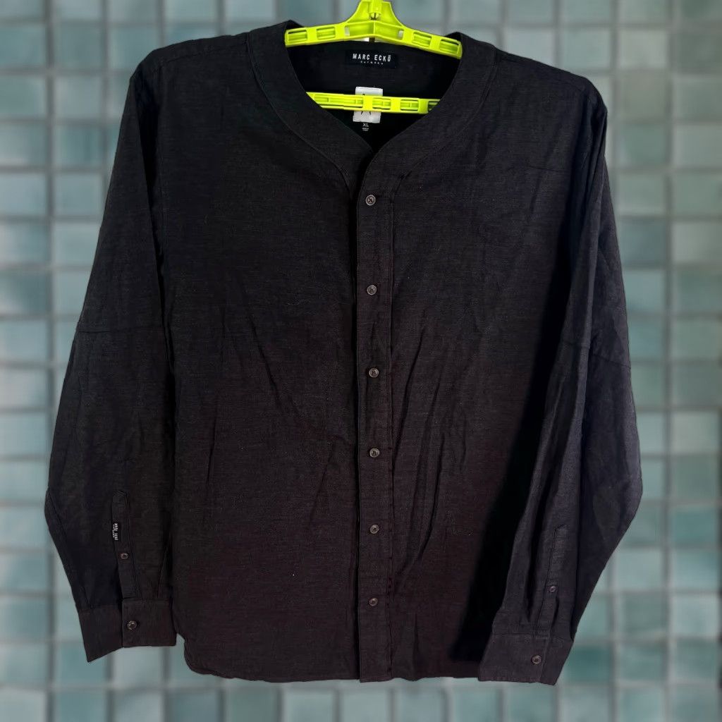 Ecko Unltd. Marc Ecko Cut & Sew Henley Button-Up Shirt Mens XL Brown Long Sleeve Solid Embroidered Size US XL / EU 56 / 4 - 1 Thumbnail