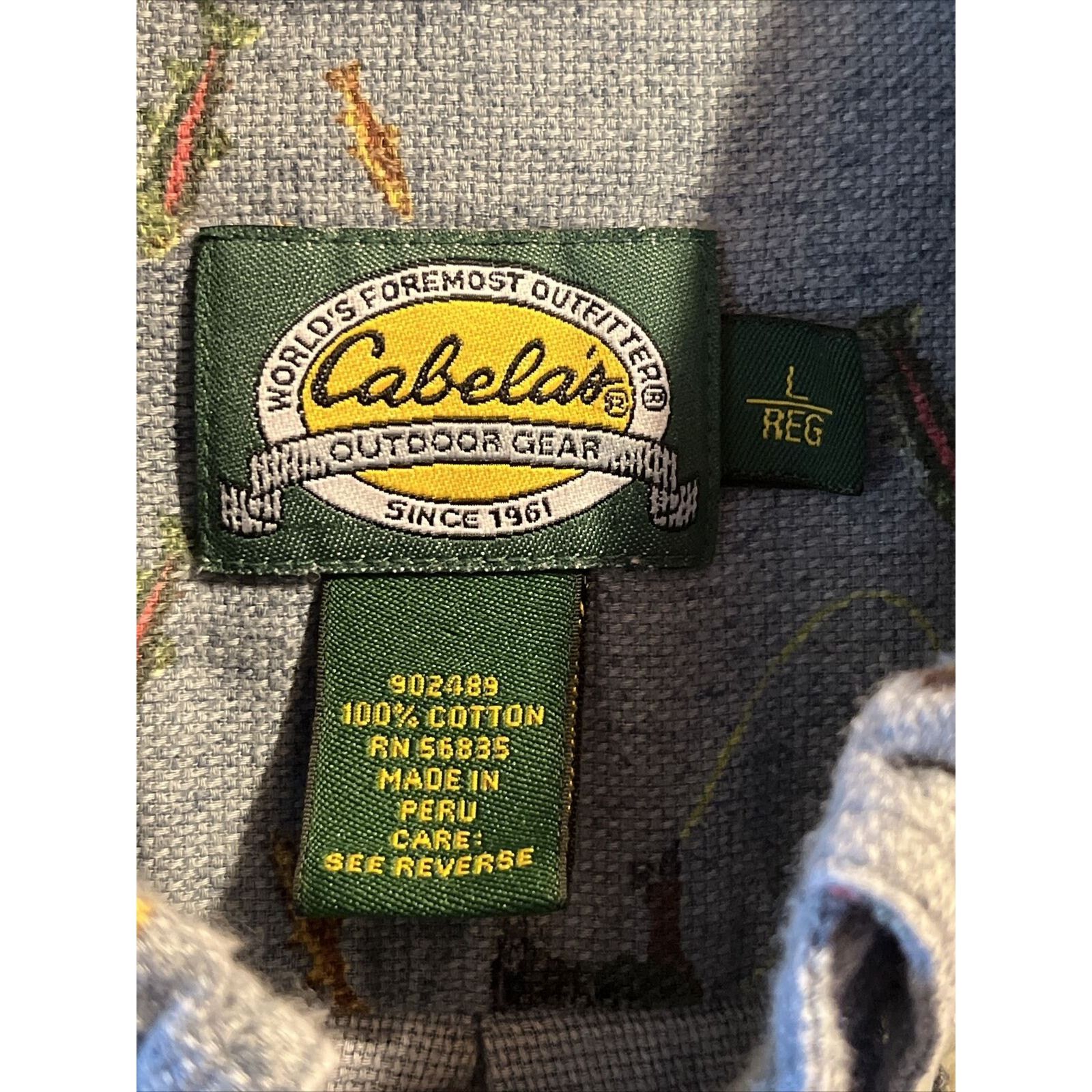Cabelas Cabelas Shirt Men’s L Button Blue Fish All Over Print Cotton Size US L / EU 52-54 / 3 - 3 Thumbnail