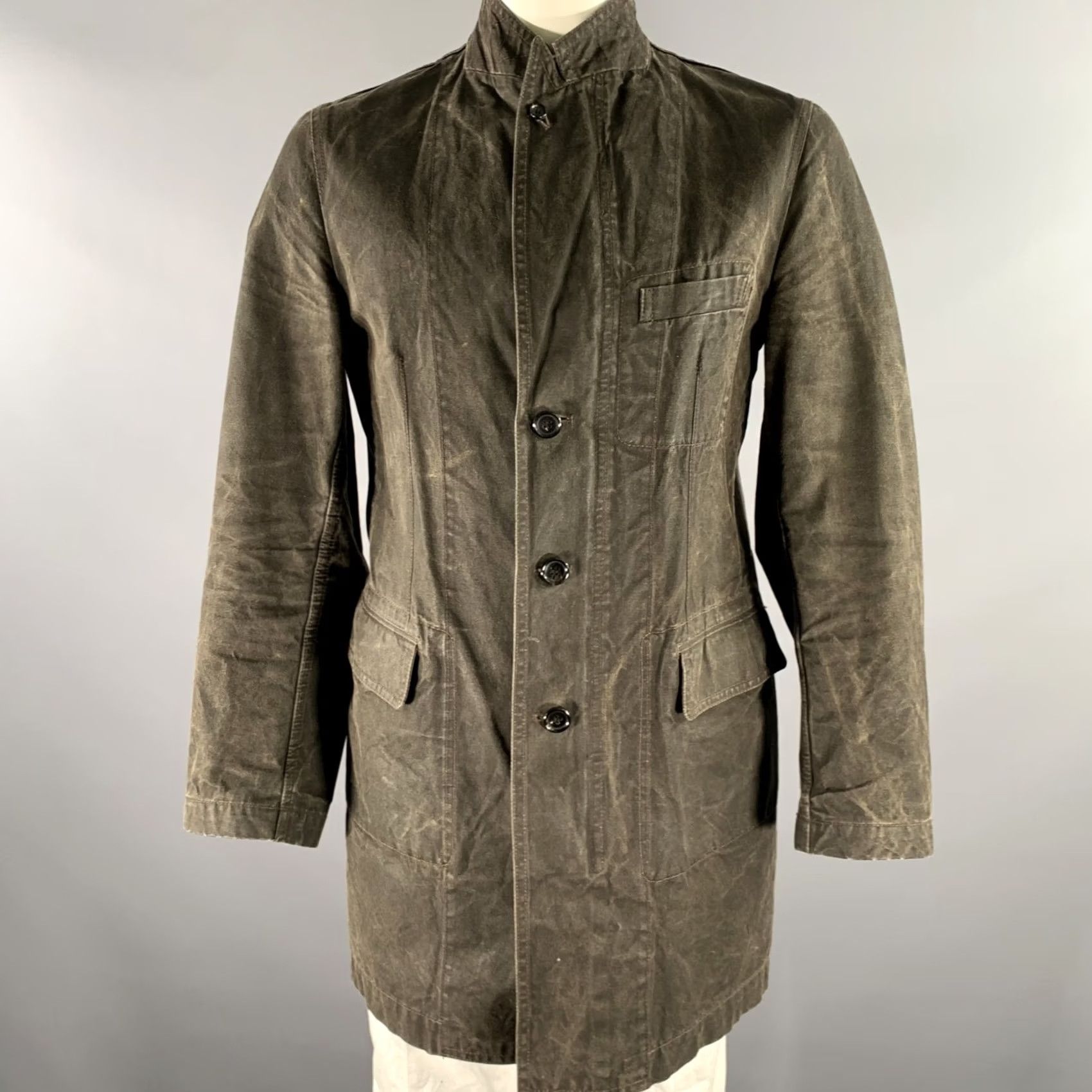 Comme des Garcons Girl COMME des GARCONS HOMME Size L Brown Distressed Cotton Peak Lapel Jacket Size US L / EU 52-54 / 3 - 3 Thumbnail