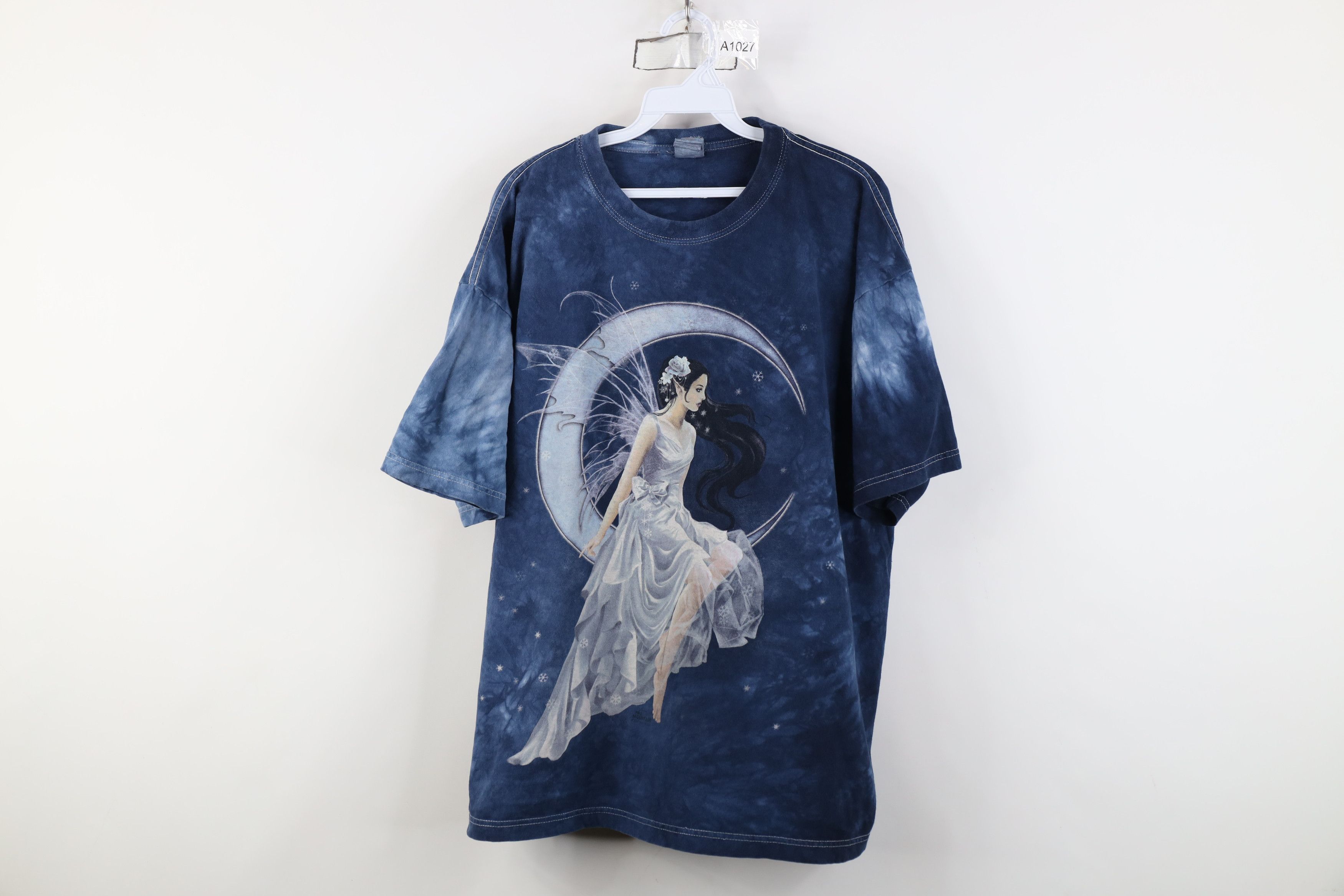 Vintage Vintage Y2K Streetwear Pixie Moon Acid Wash T-Shirt Blue Size US XXL / EU 58 / 5 - 1 Thumbnail