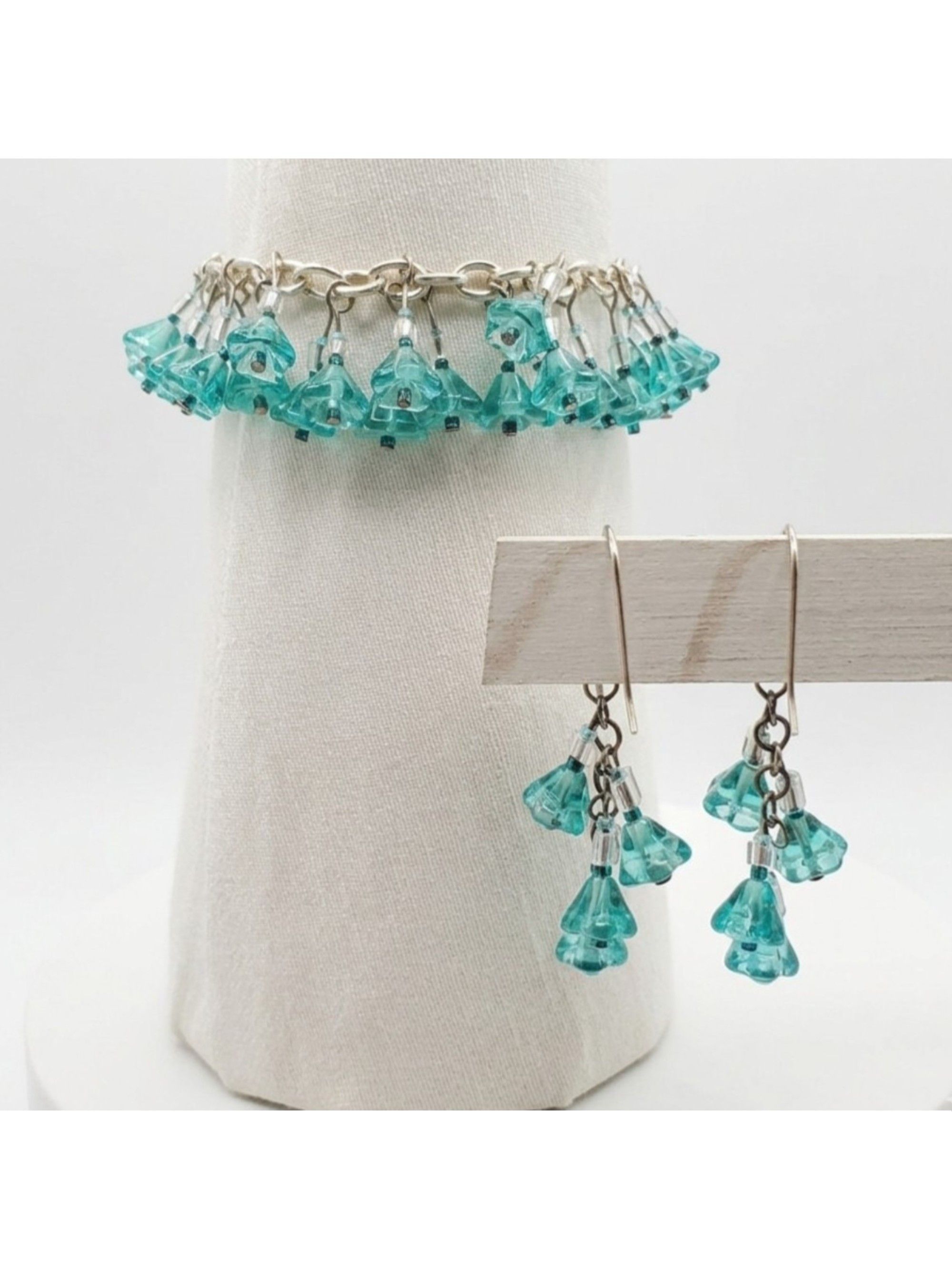 Handmade Bracelet Set 7.25" Charm Earrings Handmade Turquoise Czech Size ONE SIZE - 10 Thumbnail