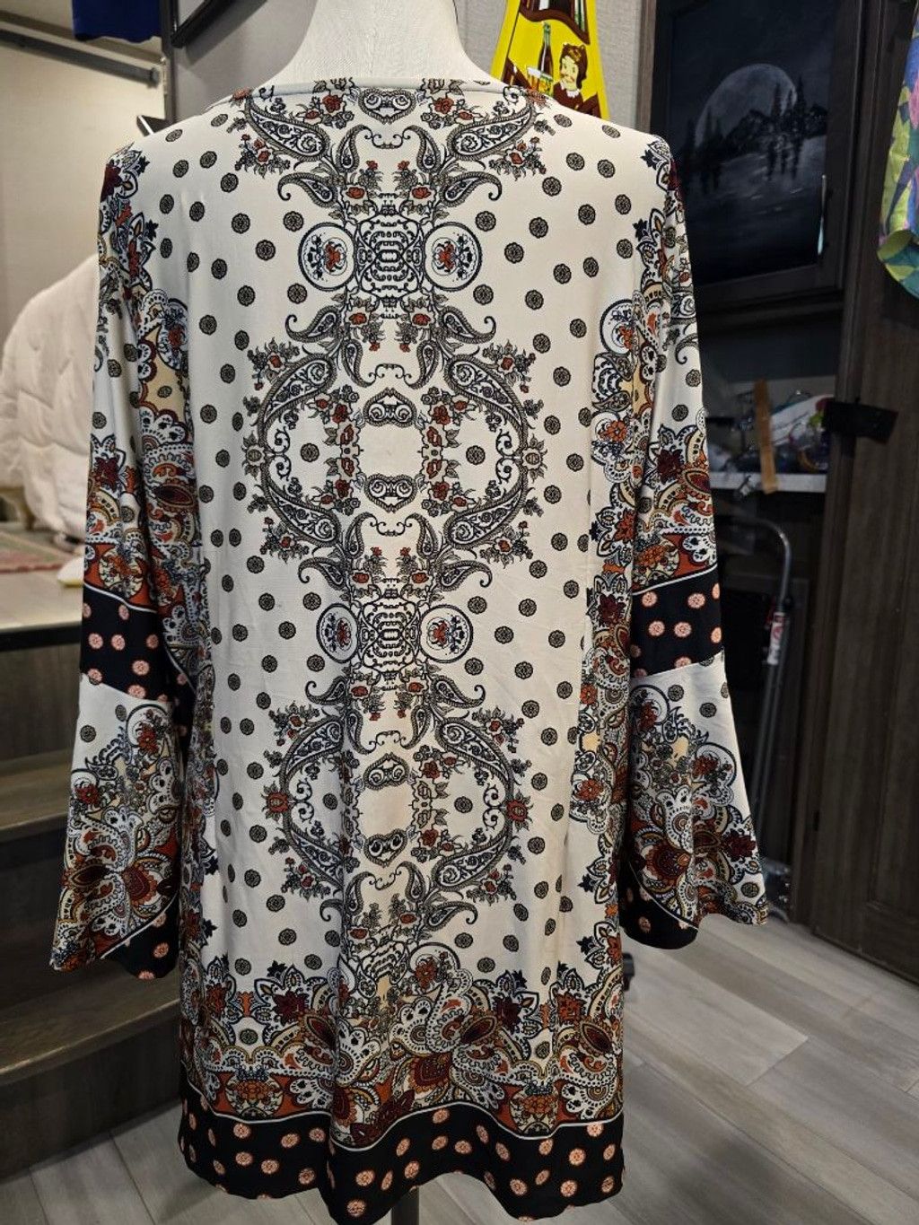 Other Women's Melissa Paige Tunic 3X White Black Paisley Polka Dot Size 3XL / US 20-22 - 2 Thumbnail