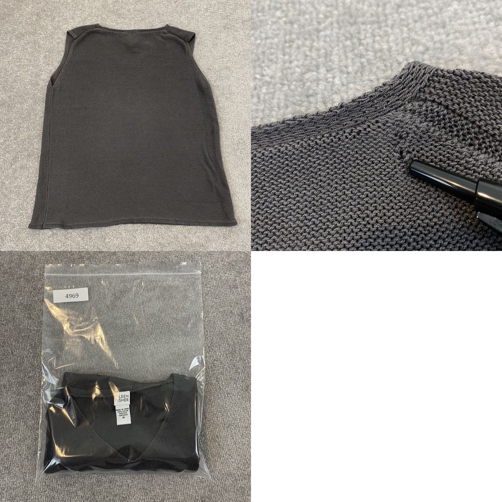 Eileen Fisher EILEEN FISHER Shirt Women Medium Gray Knit Sleeveless V-Neck Textured Minimalist Size M / US 6-8 / IT 42-44 - 8 Thumbnail