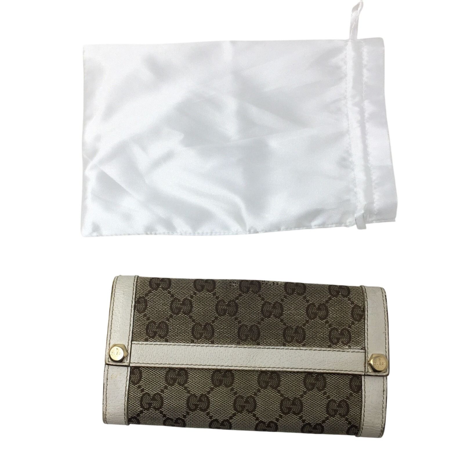 Gucci Gucci GG Canvas Beige with White Leather Continental Wallet Size ONE SIZE - 4 Thumbnail