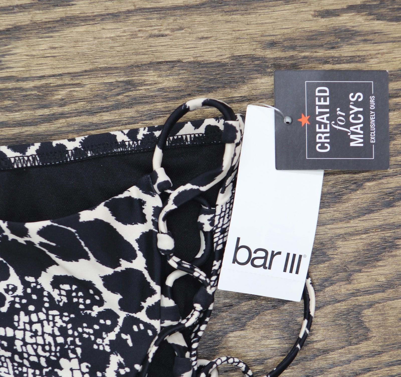 Bar III Nwt Bar Iii Womens Lace Up Swim Bikini Bottoms Black Multi S Size ONE SIZE - 3 Thumbnail