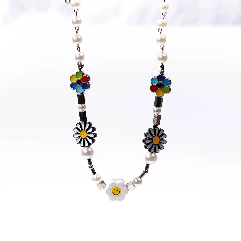 Other Metal Punk Style Ceramic Smile Face Necklace Size ONE SIZE - 3 Thumbnail
