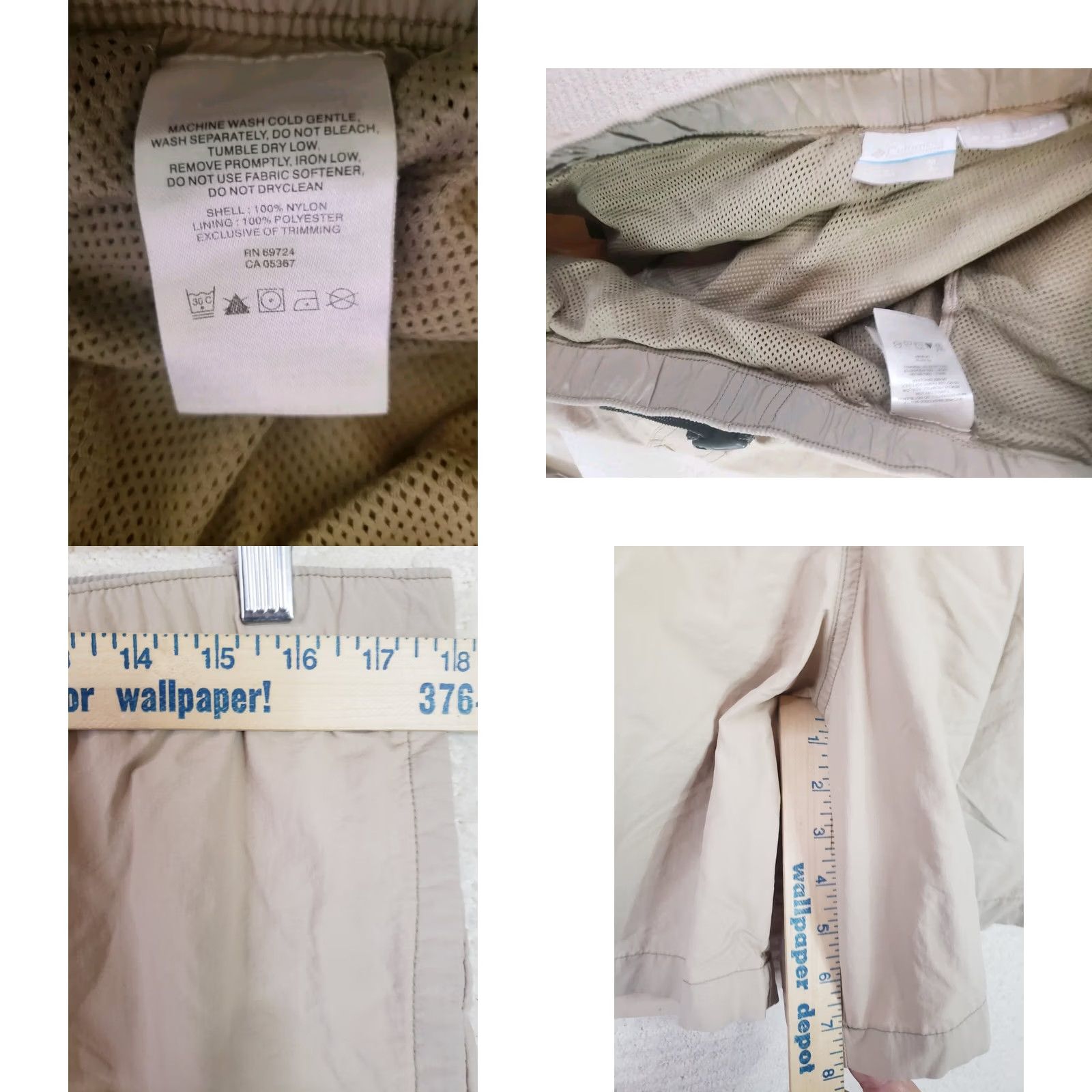 Vintage Columbia Shorts Mens M Medium Beige Belted Cargo Pocket Nylon Outdoor Casual Travel Event 60s Mens Size US 31 - 9 Thumbnail