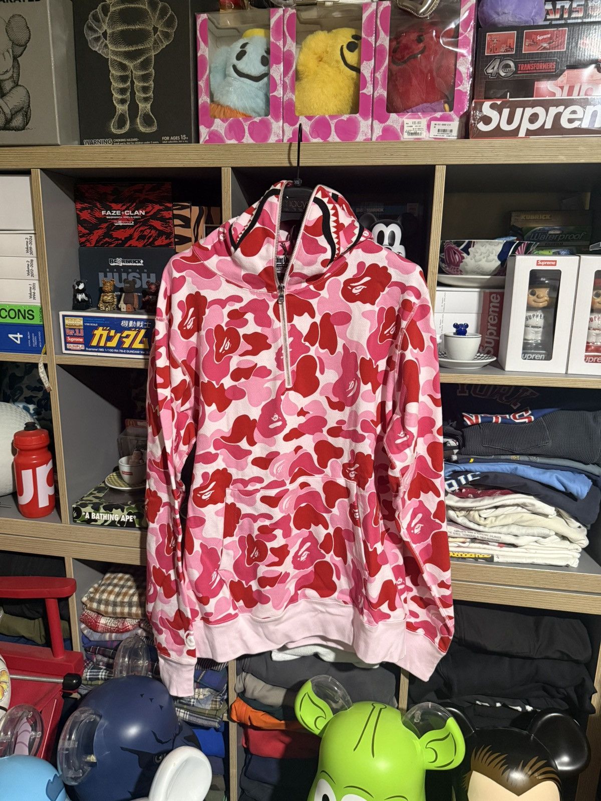 Bape Bape Pink Shark Quarterzip Hoodie Size US L / EU 52-54 / 3 - 1 Thumbnail