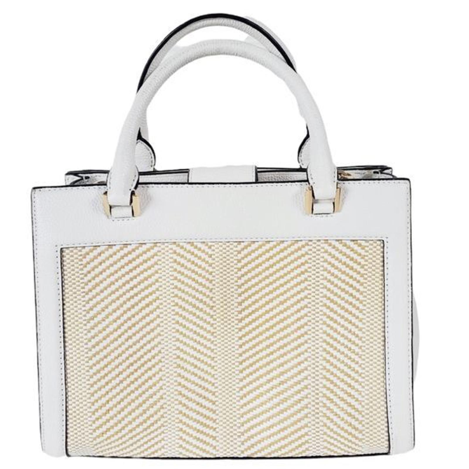 Michael Kors Michael Kors Kinsley Accordion Leather & Straw Satchel Size ONE SIZE - 3 Thumbnail