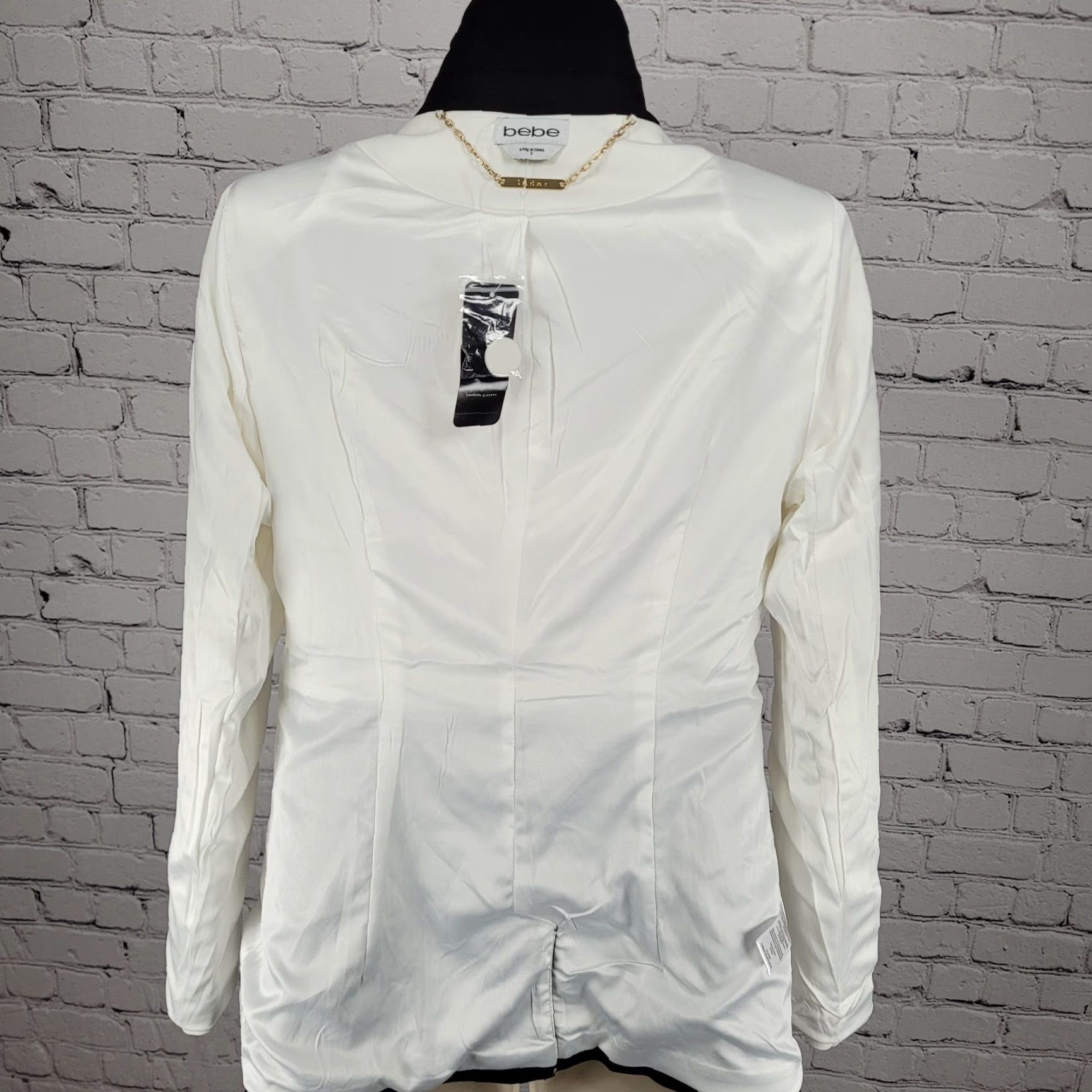 Bebe NWT Bebe Black & White Woven Twill Colorblock Notch Stretch Jacket Blazer Size 2 Size XS / US 0-2 / IT 36-38 - 6 Thumbnail