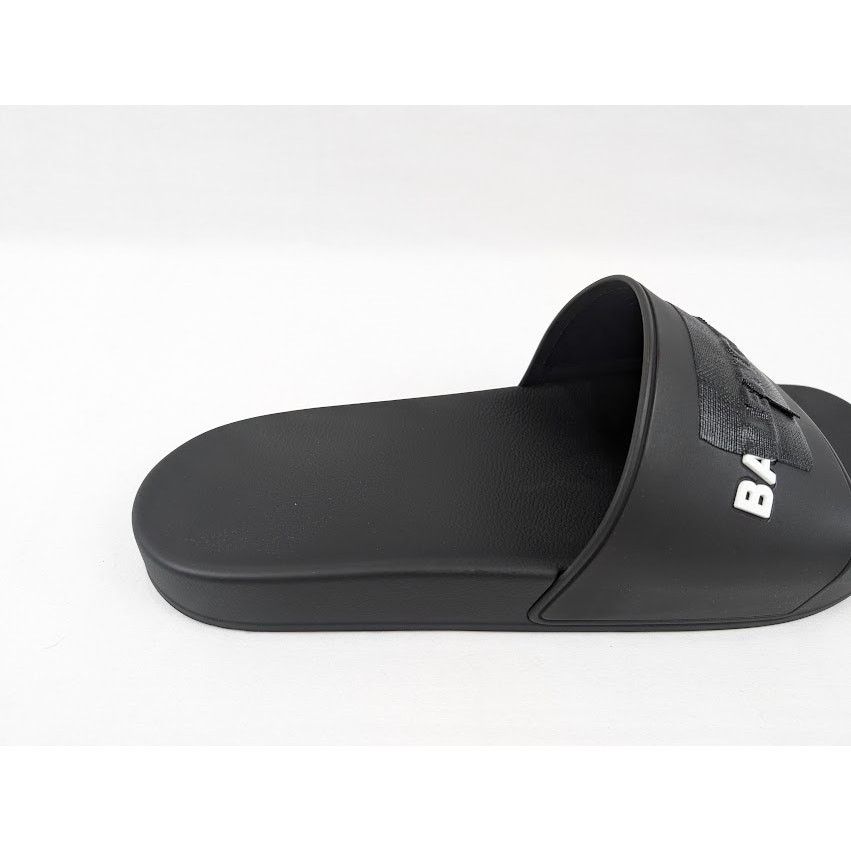 Balenciaga o1rshd1 Pool Logo Slides in Black/White Size US 12 / EU 45 - 4 Thumbnail