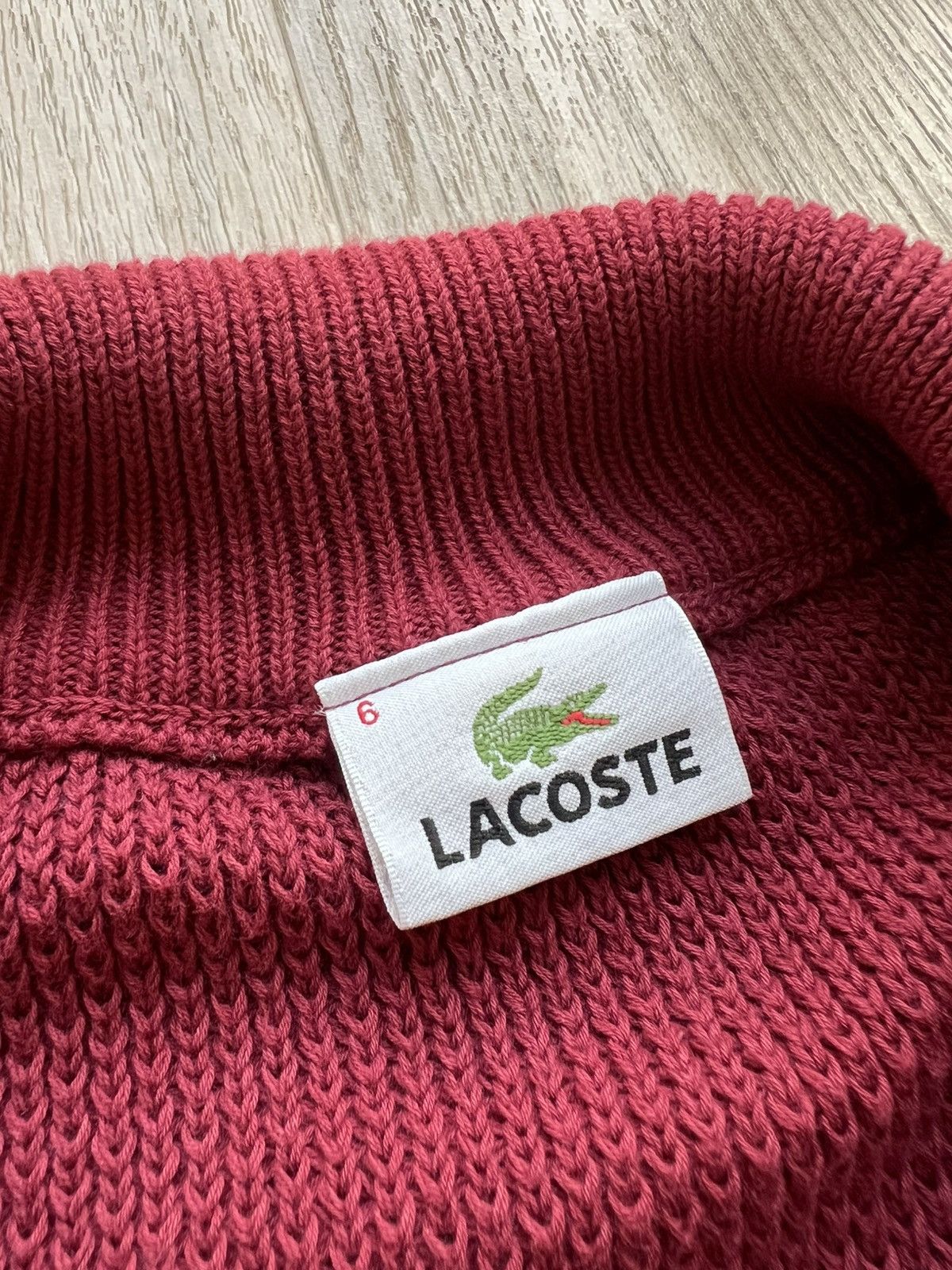 Lacoste × Vintage Vintage Lacoste Zip Up Knit Cherry Sweater Size US XL / EU 56 / 4 - 7 Thumbnail