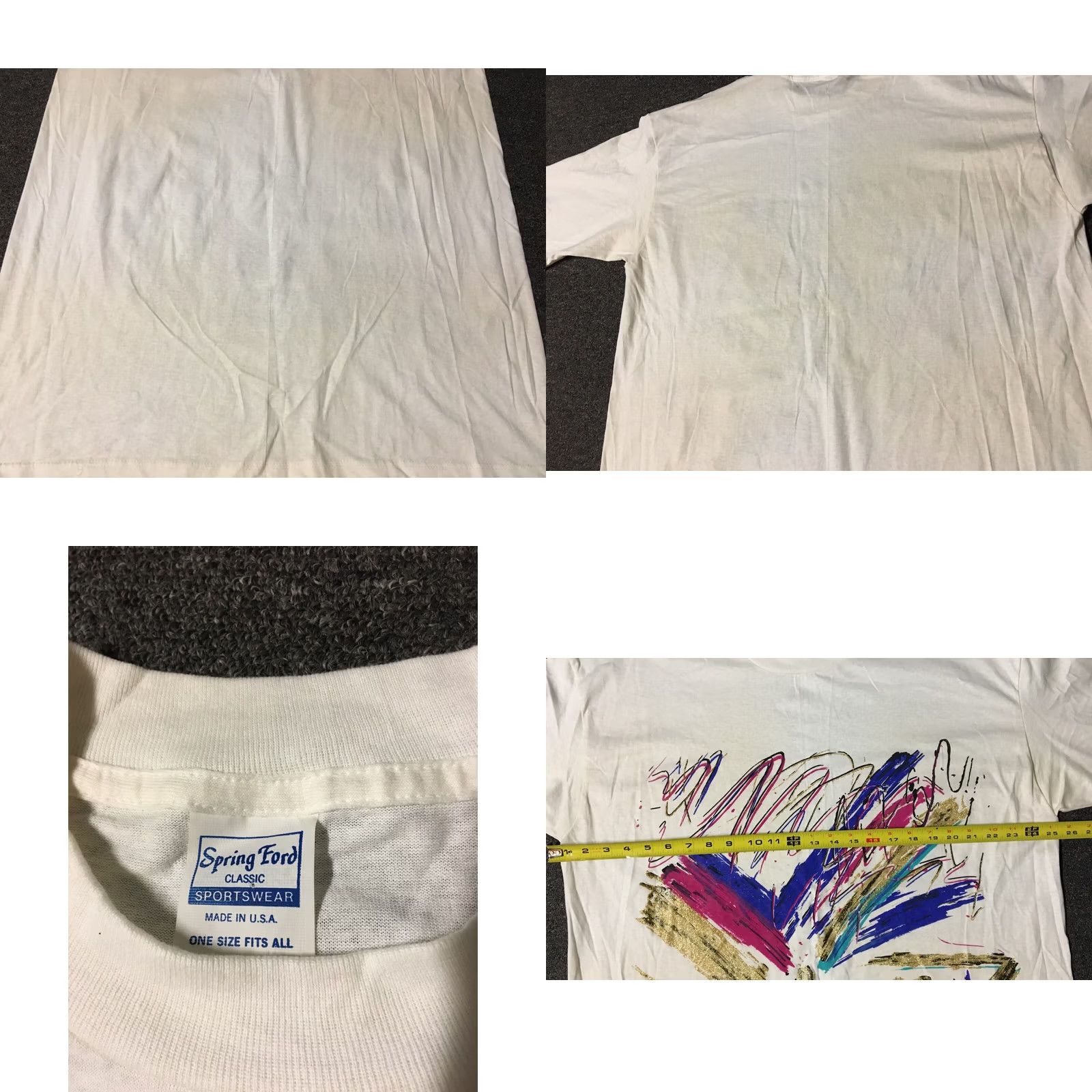 Vintage VINTAGE 90s USA Abstract Art Shirt One Size White Single Stitch Vaporwave 80s Fun Size US M / EU 48-50 / 2 - 8 Thumbnail