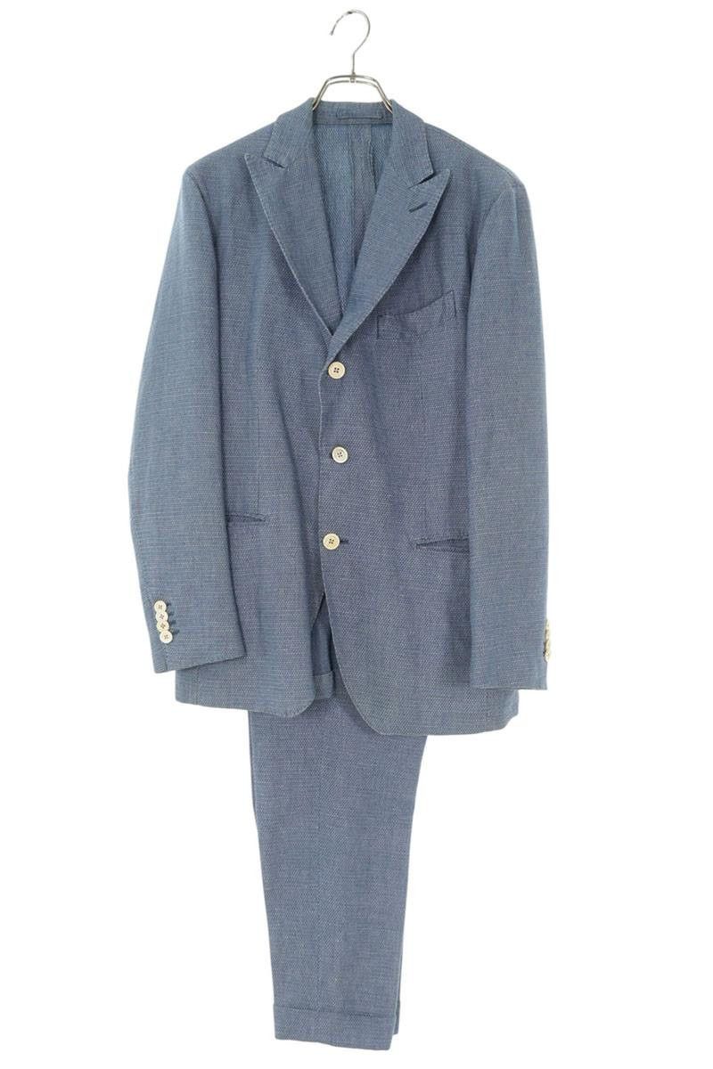 【超美品・リネン】GABRIELE PASINI　スーツ　52　ホワイト　春夏 GABRIELE PASINI Cotton Linen Suit Blue Size 48R