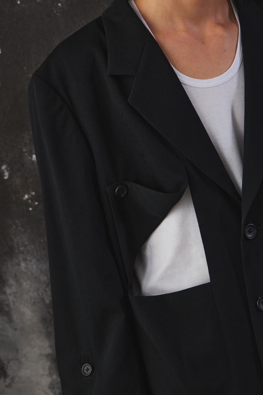 Yohji Yamamoto Yohji Yamamoto Wool Gabardine Diagonal Button Long Jacket Size US L / EU 52-54 / 3 - 8 Thumbnail
