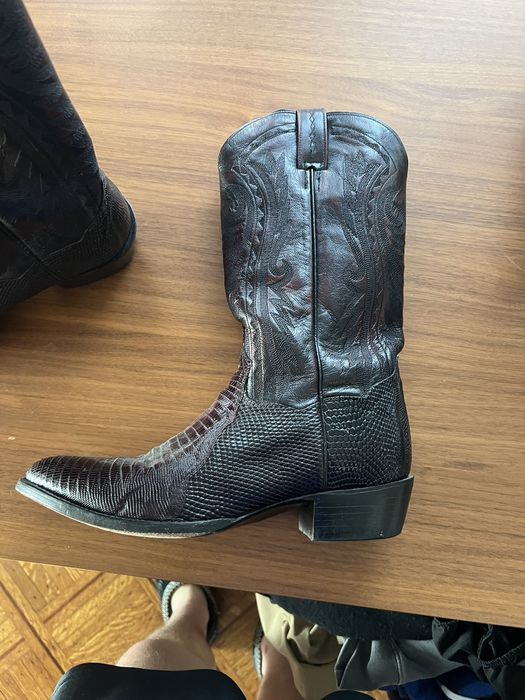 Bottes Western Dan Post Vintage 6M – Cuir Exotique Peau De Lézard (marron, USA, Années 80)