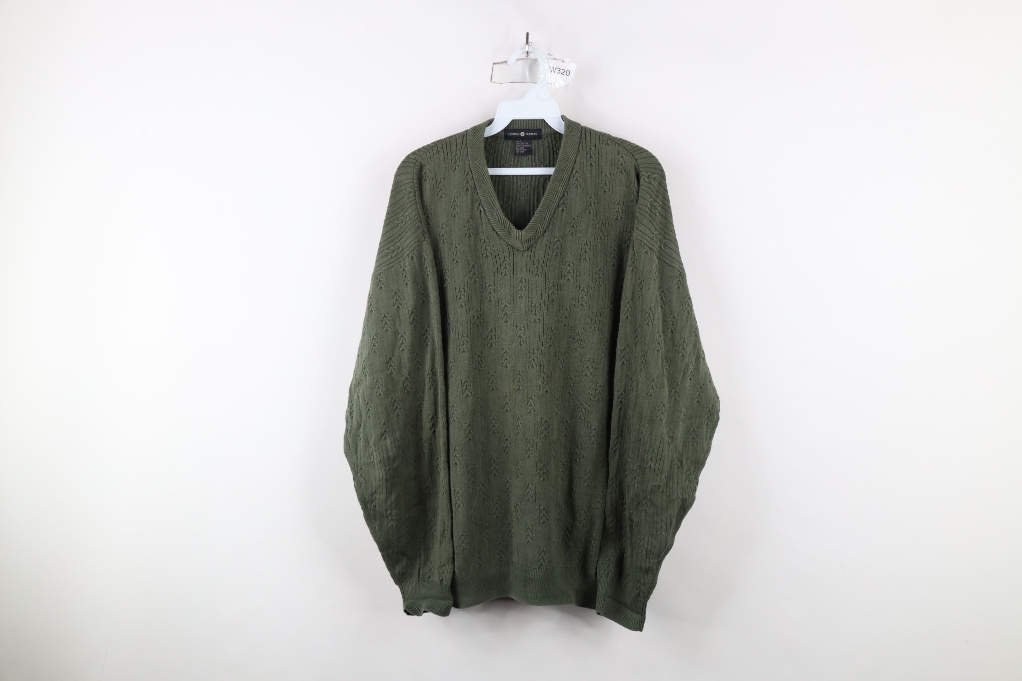 Vintage Vintage 90s Streetwear Cotton Ribbed Knit V-Neck Sweater Size US L / EU 52-54 / 3 - 1 Thumbnail