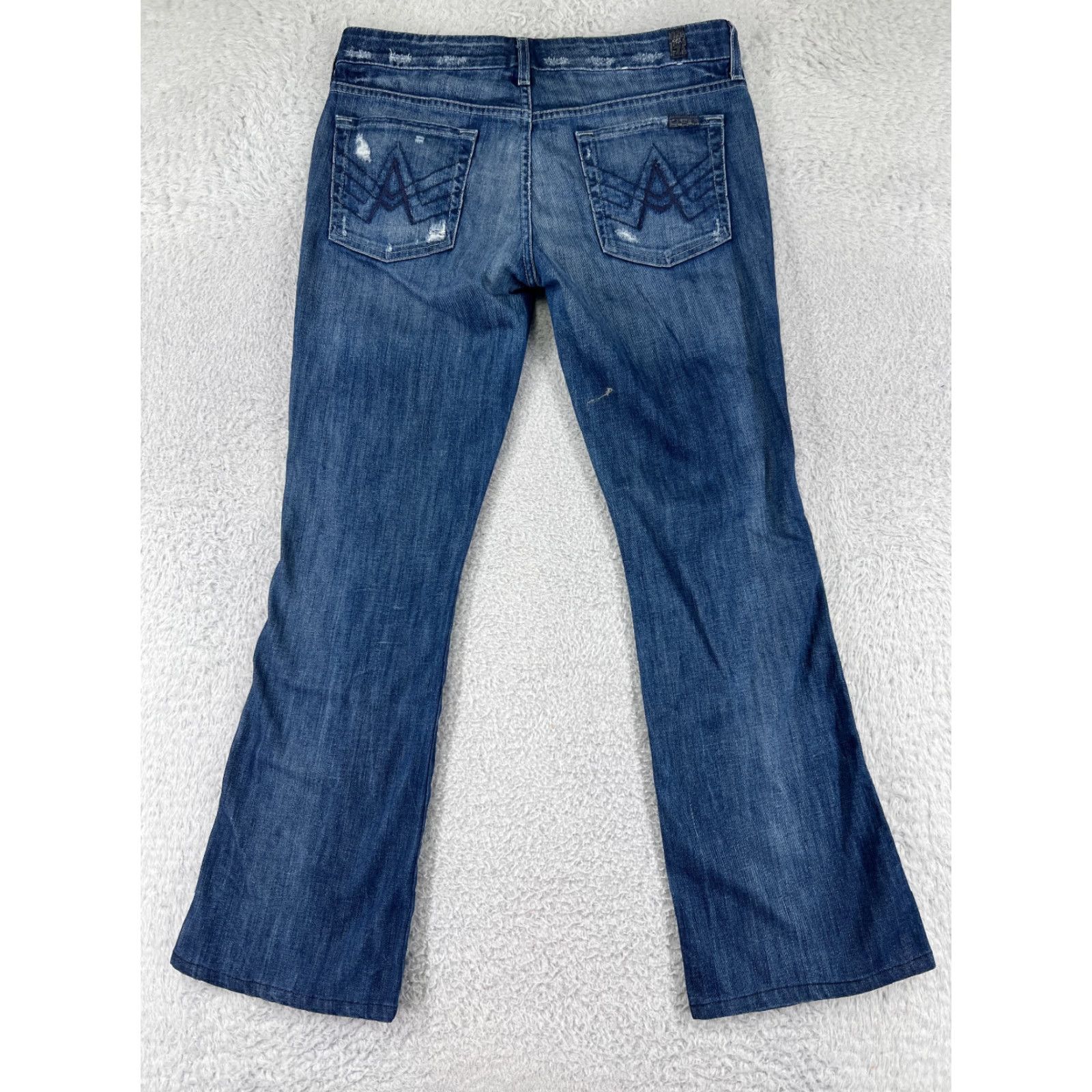 Vintage Seven7 Womens Denim Jeans 30 Blue Bootcut Distressed Embroidered Cotton Blend 2000s Size 30" / US 8 / IT 44 - 2 Thumbnail
