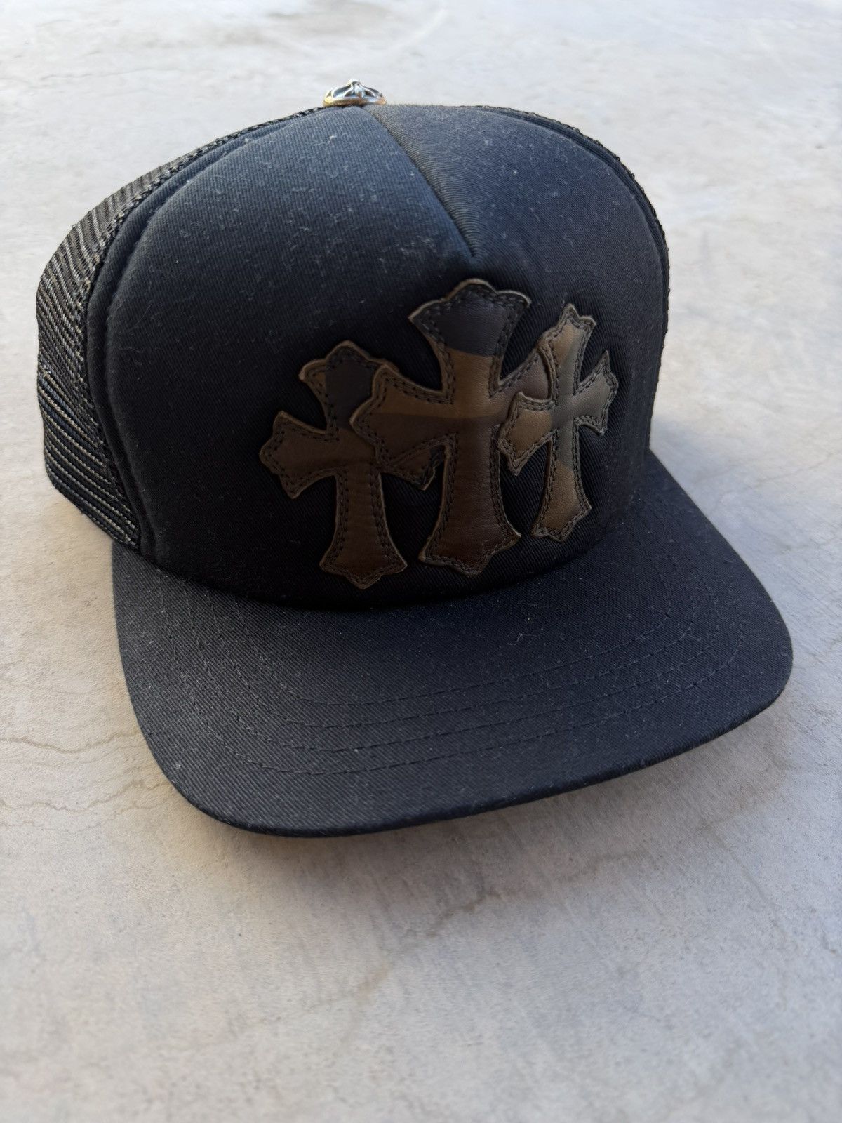 Chrome Hearts Triple Cross Cemetery Trucker Hat Camo/Black