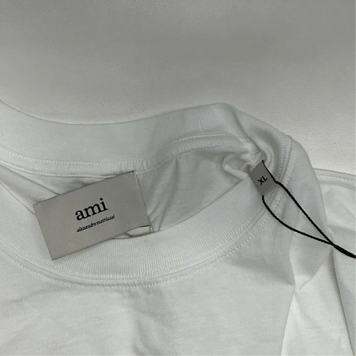 AMI AMIPARIS White Cotton Short Sleeve T-Shirt -2507 Size US XL / EU 56 / 4 - 2 Thumbnail