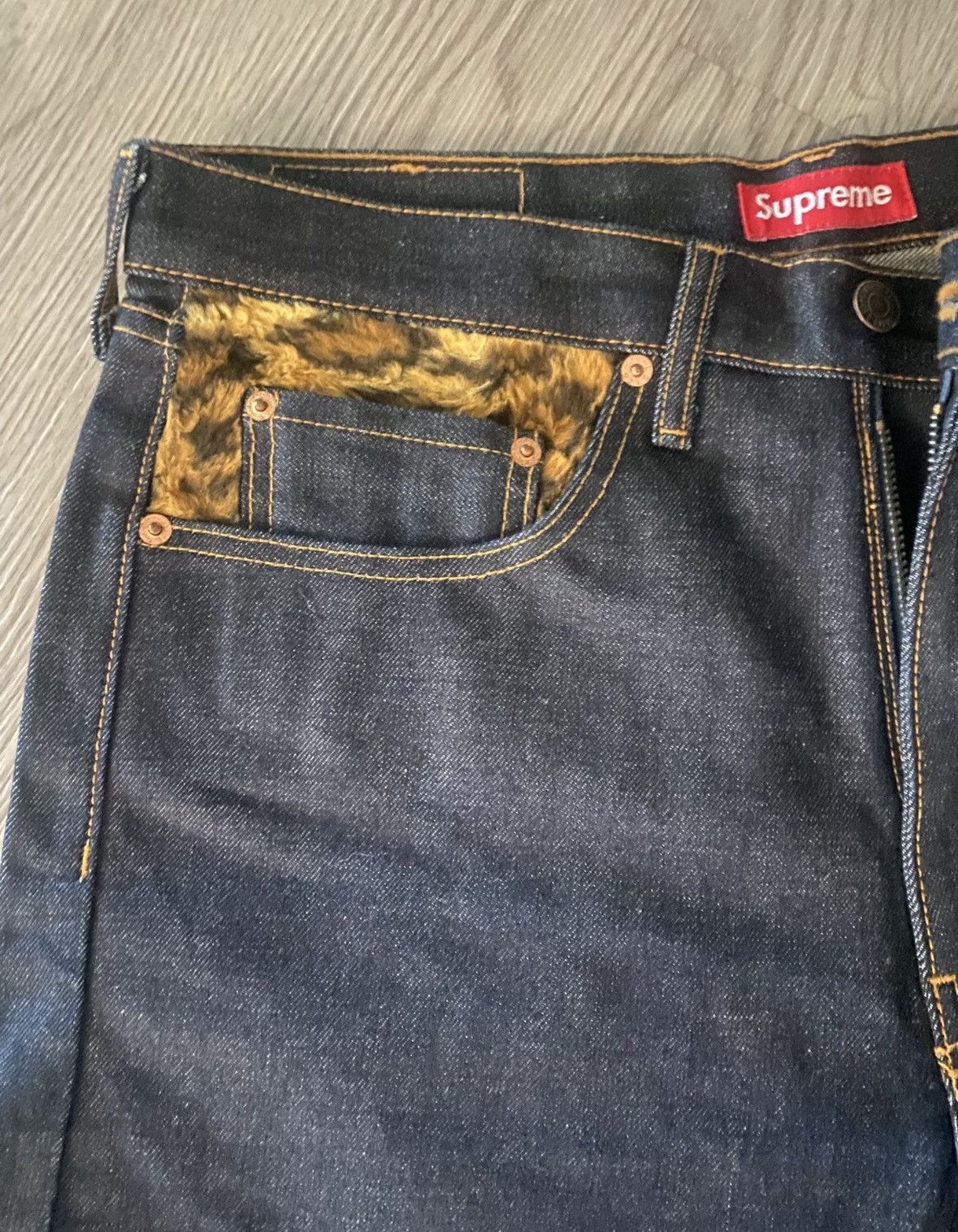 Pre-owned Levis X Supreme Vintage Supreme Levis Leopard Raw Denim