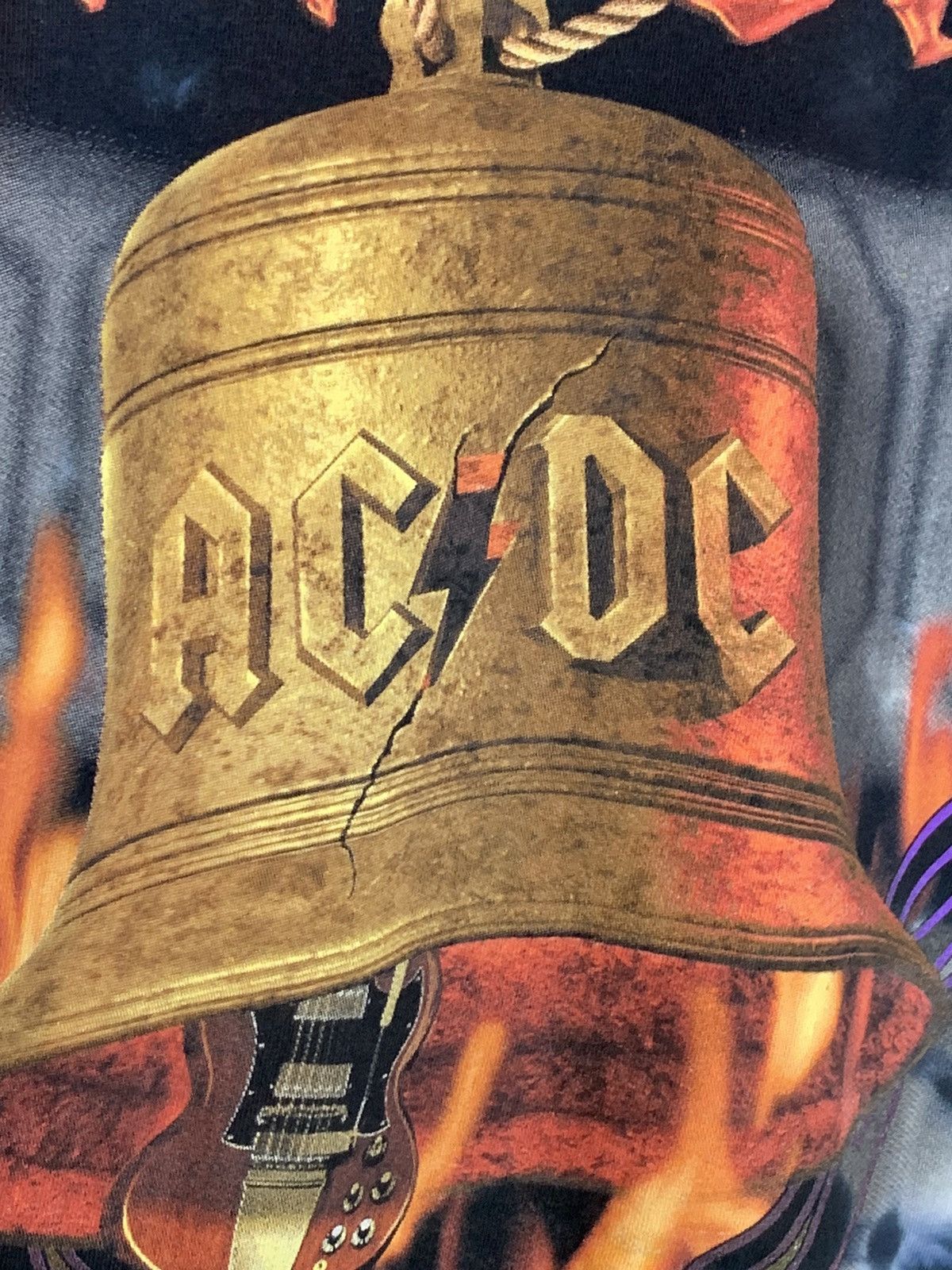 Band Tees *RARE* AC/DC Hell’s Bells Art AOP Tie-Dye Liquid Blue Shirt Size US XXL / EU 58 / 5 - 5 Thumbnail