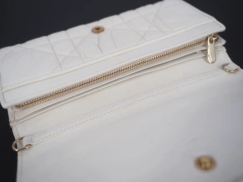 Dior DiorBeige and white rattan checkered long folding wallet 25 Size ONE SIZE - 5 Thumbnail