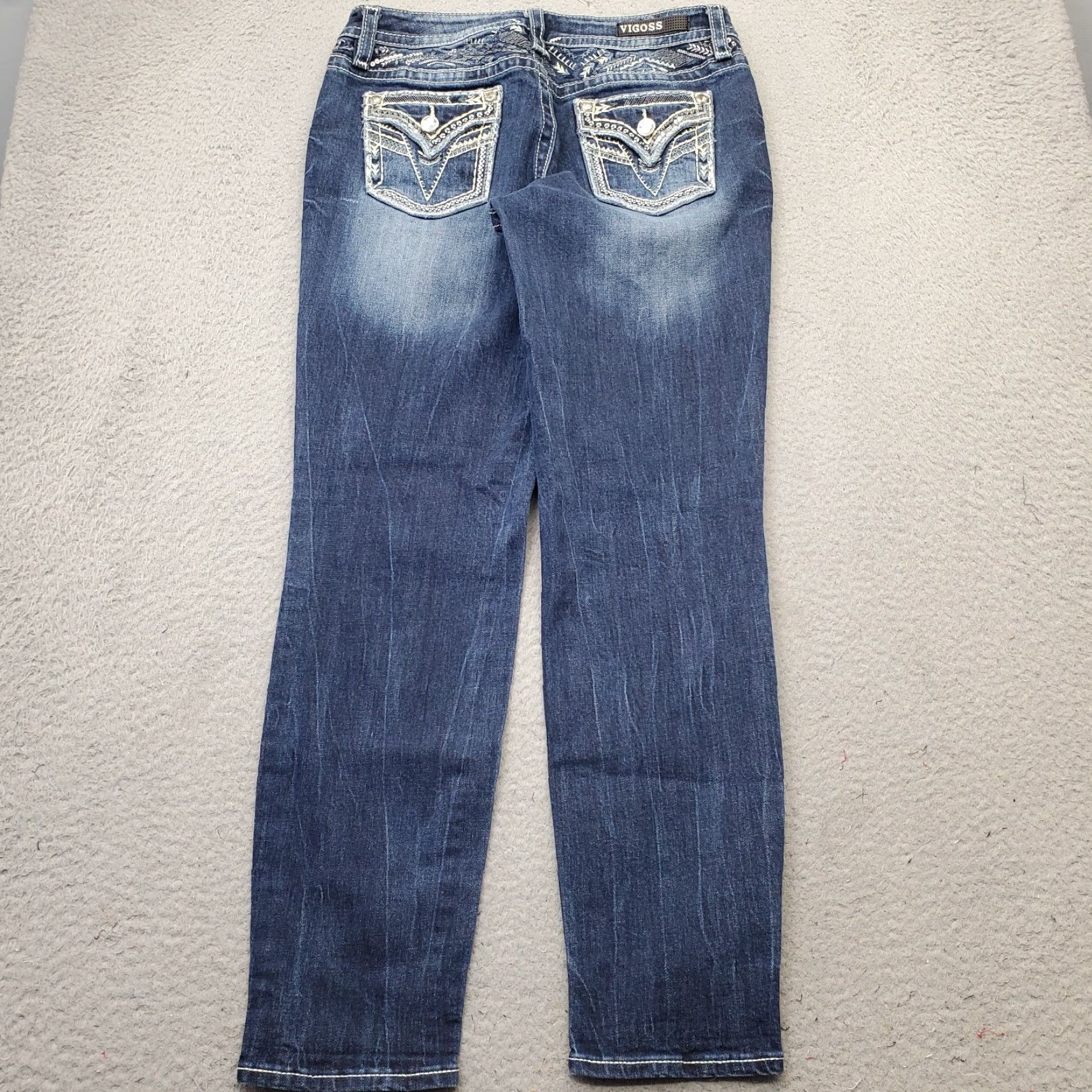 Vintage VIGOSS Womens 6 Jeans Boyfriend Denim Blue Pocket 5-Pocket Embellished Pockets Size 6 Slim? Size 28" / US 6 / IT 42 - 2 Thumbnail