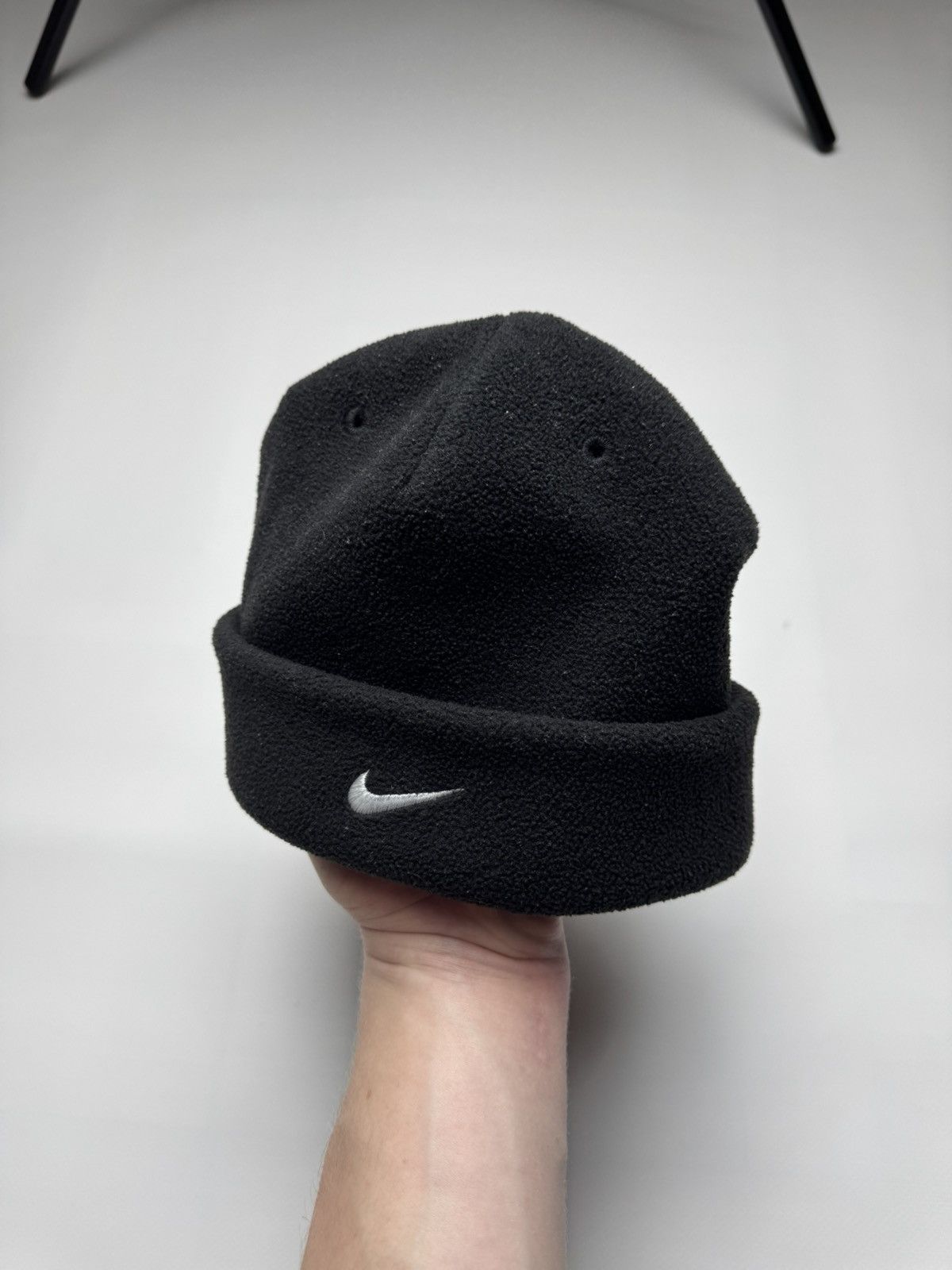 Nike Vintage Nike Center Swoosh Fleece Beanie Made in Taiwan Size ONE SIZE - 5 Thumbnail