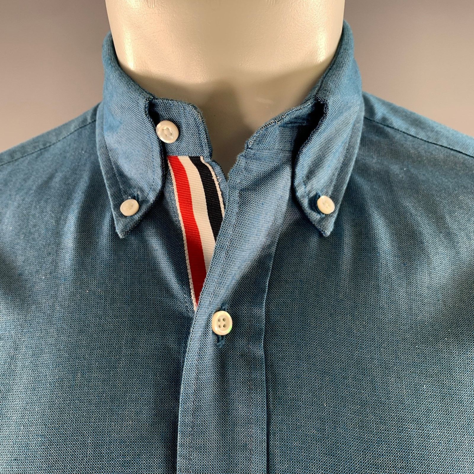 Thom Browne THOM BROWNE Size S Blue Cotton Button Down Long Sleeve Shirt Size US S / EU 44-46 / 1 - 2 Thumbnail