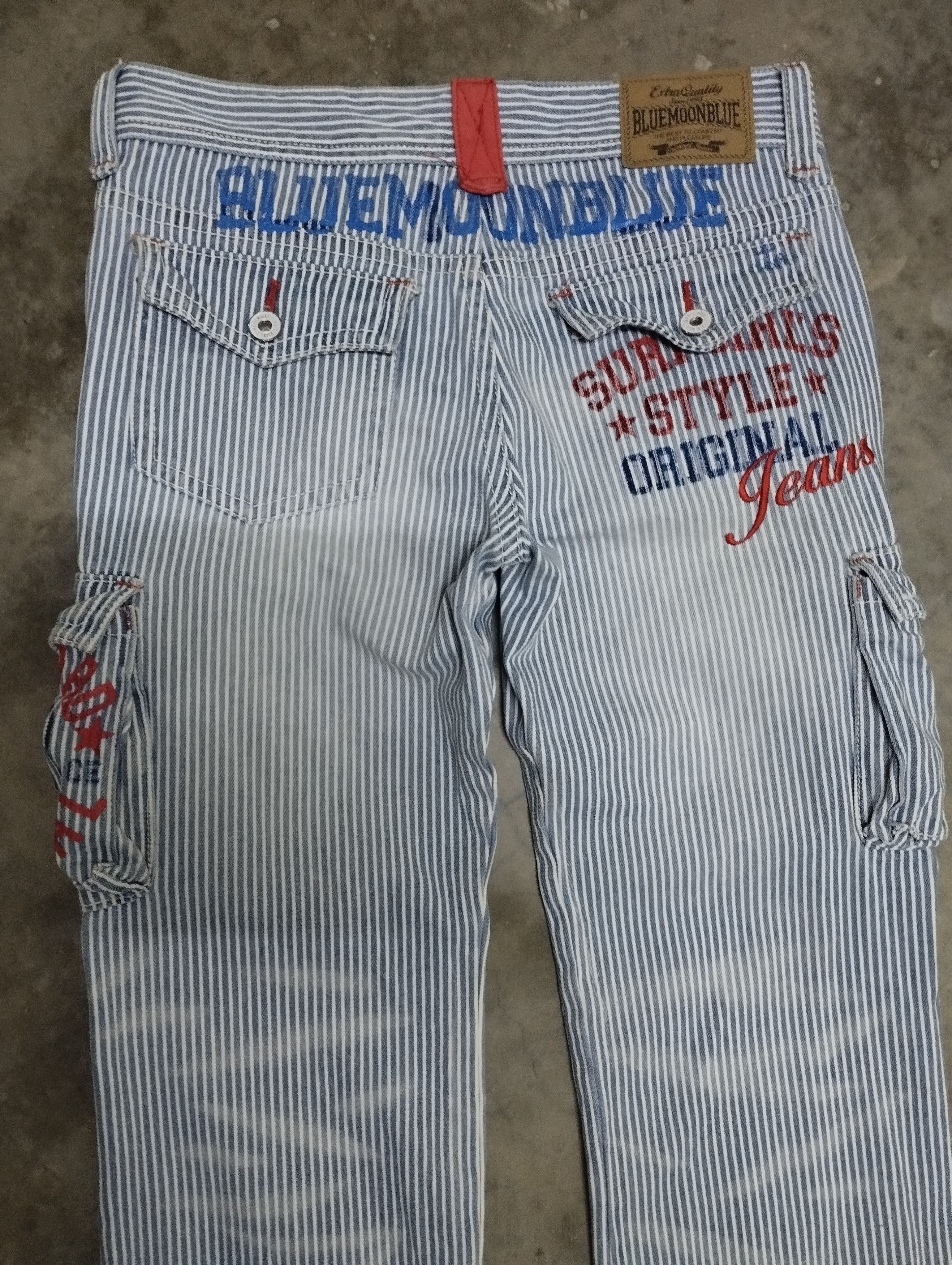 Tete Homme Japan Hickory Stripe Embroidery Cargo Blue Moon Blue Jeans Size US 32 / EU 48 - 5 Thumbnail