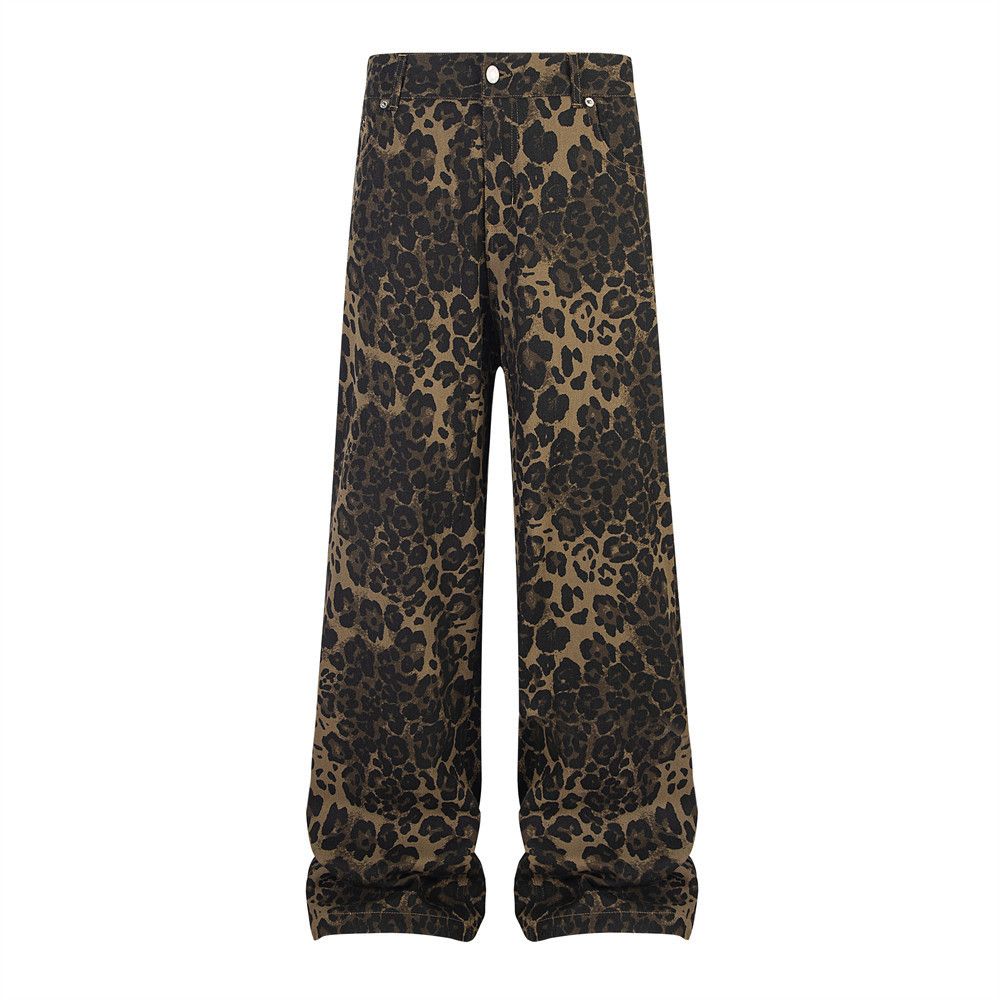Japanese Brand × Jean American street retro distressed leopard print loose jeans Size US 32 / EU 48 - 3 Thumbnail