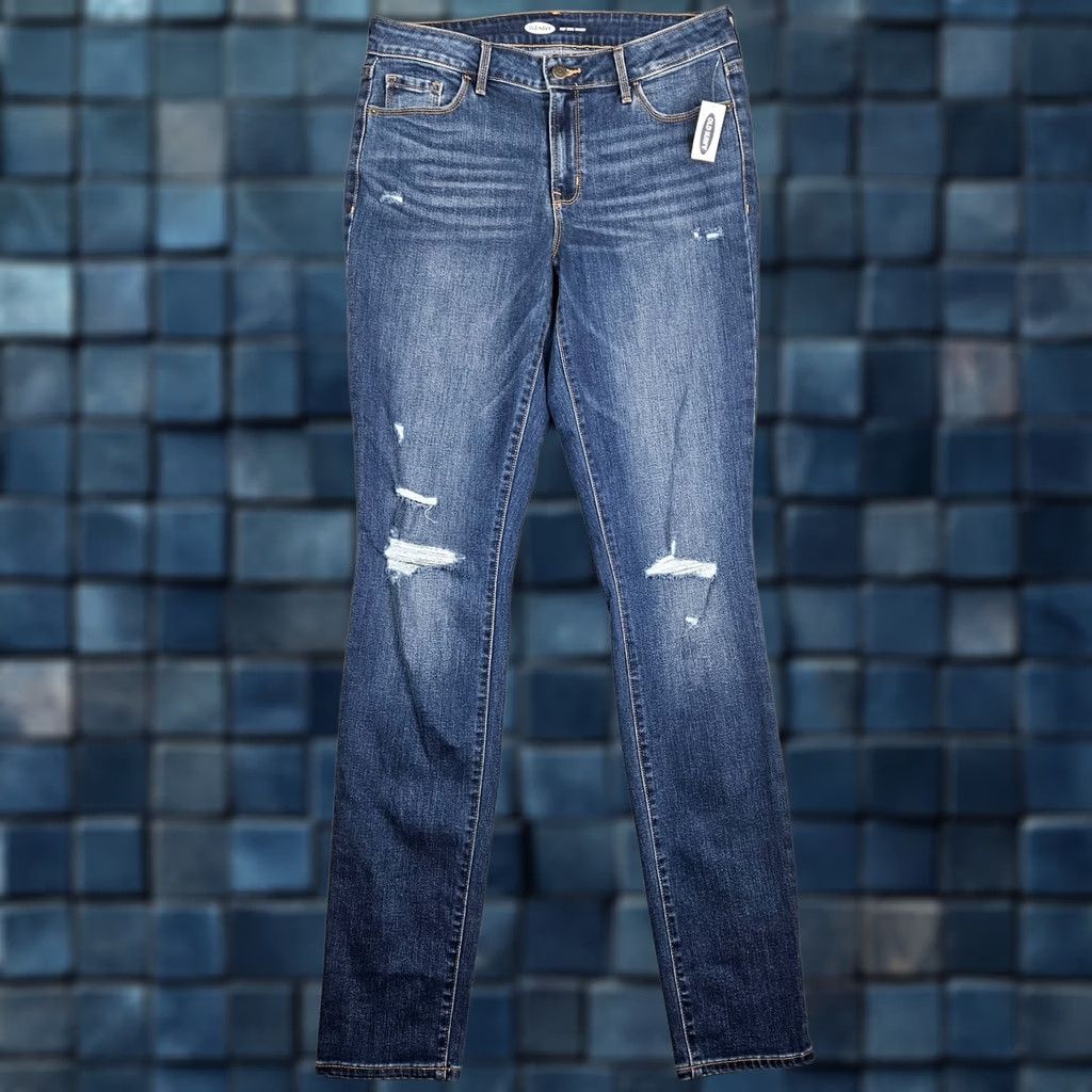 Old Navy Old Navy Jeans Skinny Women's Size 10 Blue Denim 5-Pocket Mid Rise Belted Casual Regular Length N EW Size 32" / US 10 / IT 46 - 1 Thumbnail