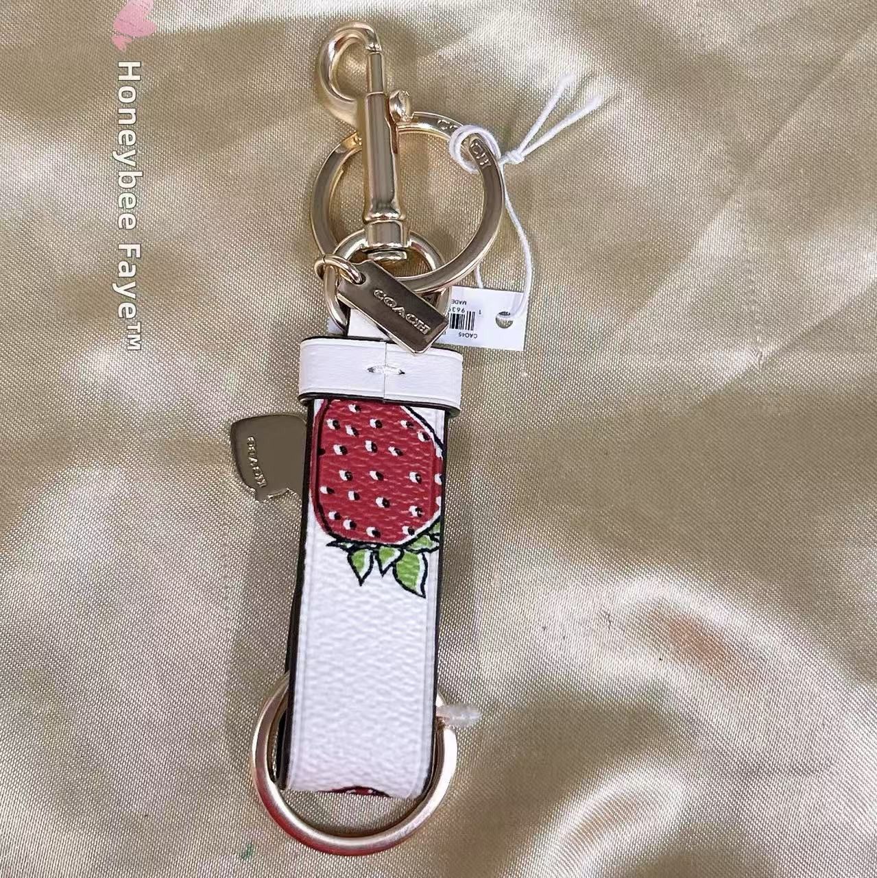 Coach Trigger Snap Bag Charm With Strawberry Print CAO45 Size ONE SIZE - 2 Thumbnail