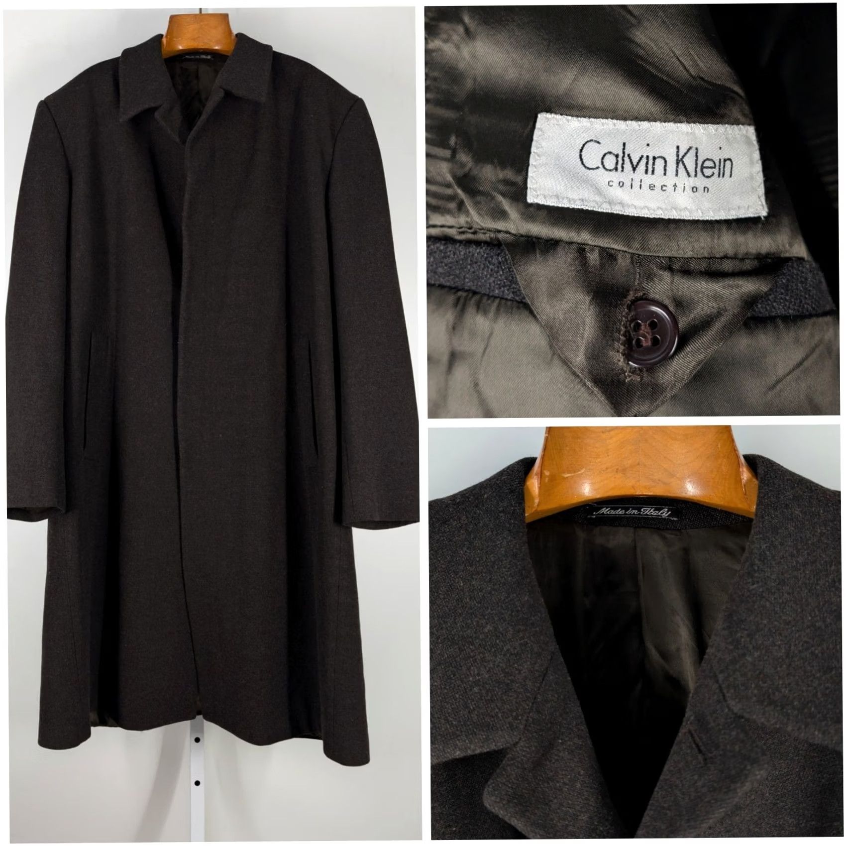 Calvin Klein VINTAGE Calvin Klein Collection Overcoat Mens 46R Long Wool Blend Espresso Brown 90s Runway Archival Mint Size US S / EU 44-46 / 1 - 2 Thumbnail