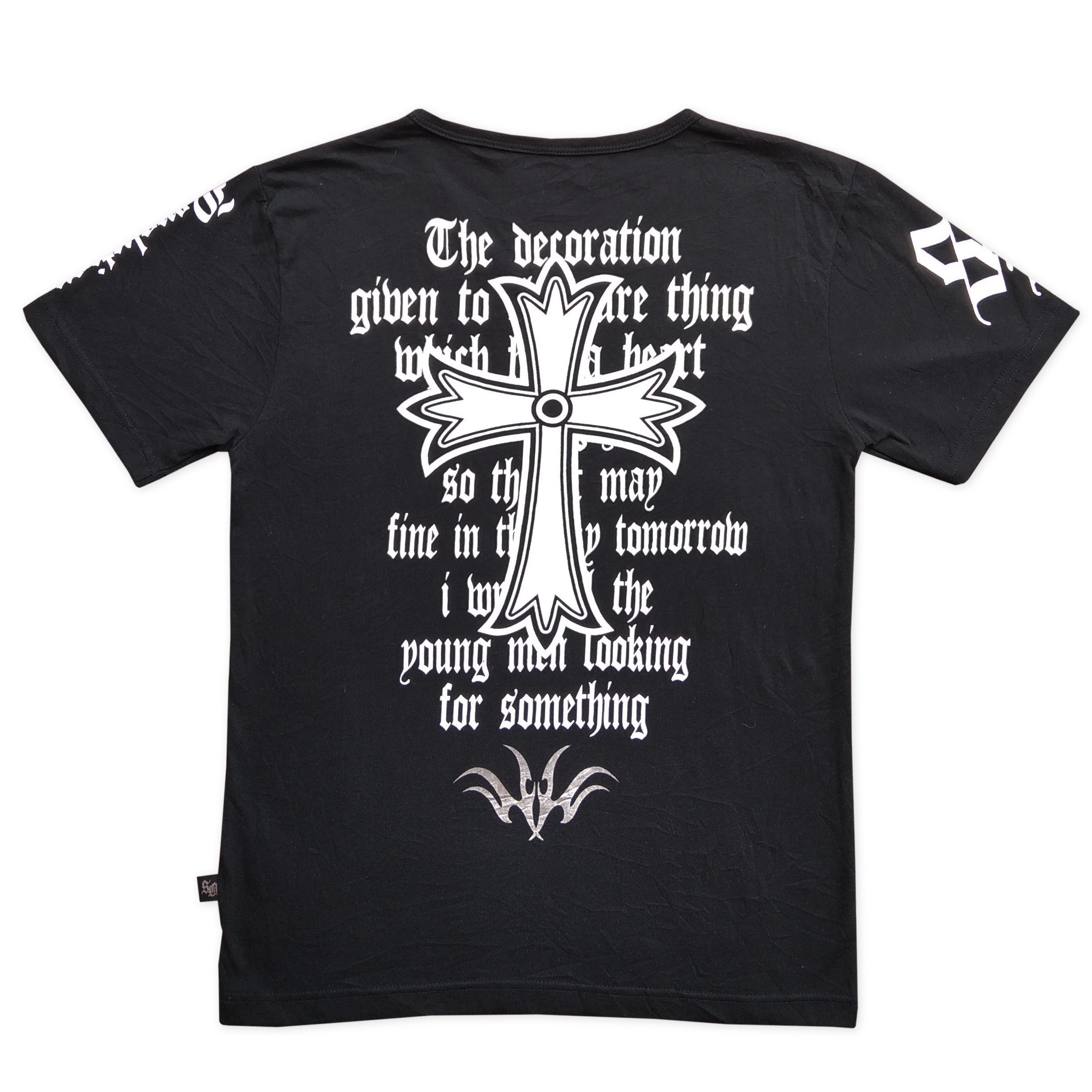 KMRii Vintage y2k Vkei SLASH NUMBER Cross Gold Poem Japanese Brand Size US M / EU 48-50 / 2 - 2 Thumbnail