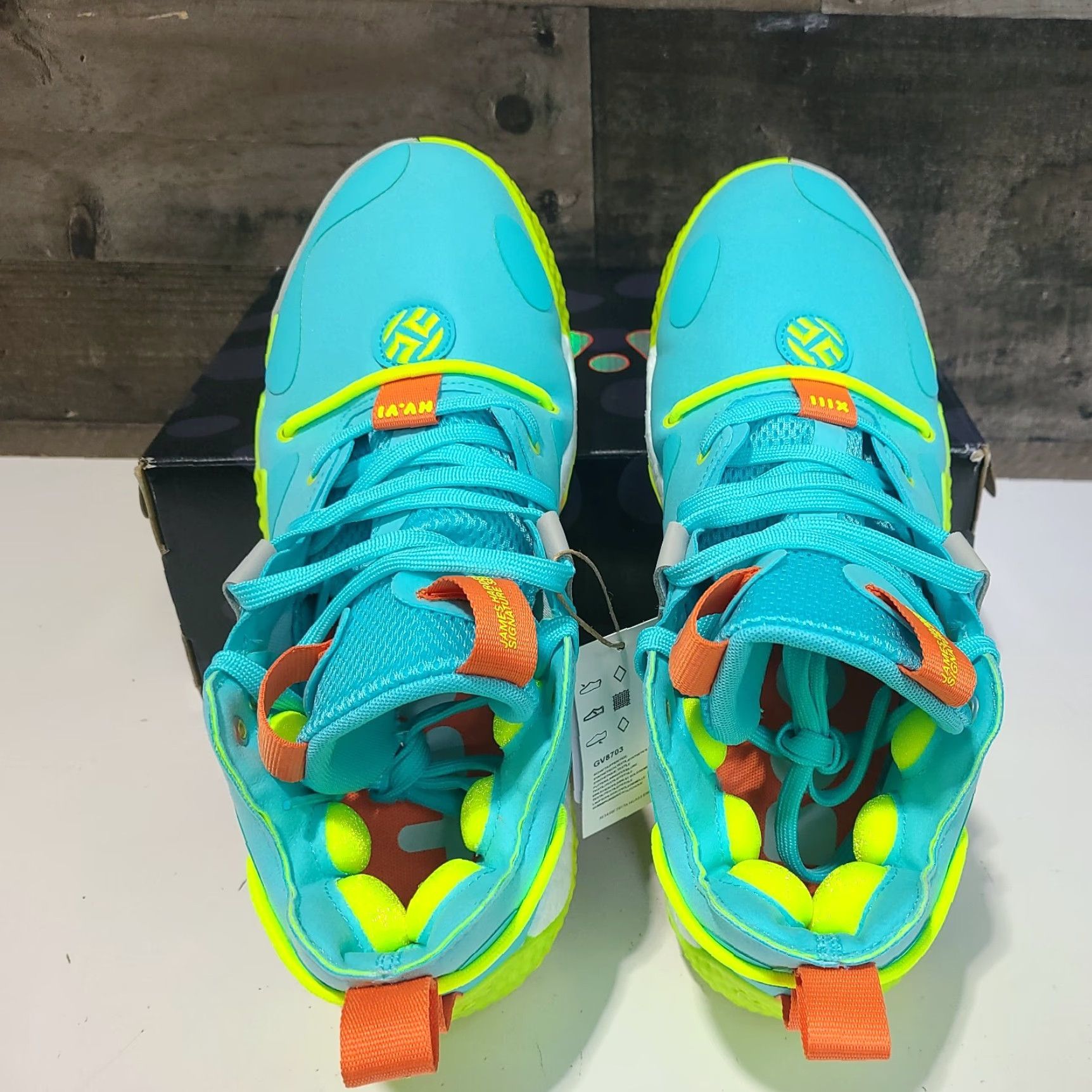 Adidas Adidas Harden Vol. 6 Pulse Aqua Solar Yellow GV8703 Men Size 10 Basketball Low Top Shoes Size US 10 / EU 43 - 6 Thumbnail
