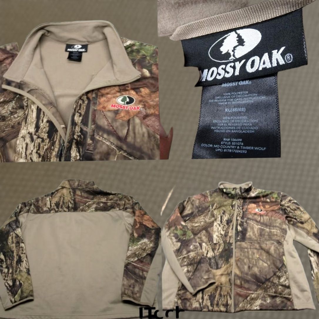 Vintage Mossy Oak Jacket Mens XL Brown Camouflage Full Zip Pockets Stand-Up Collar Mid-Length Outdoor Hunting Hiking Winter Fall Spring Military Jacket Mens Size US XL / EU 56 / 4 - 1 Thumbnail
