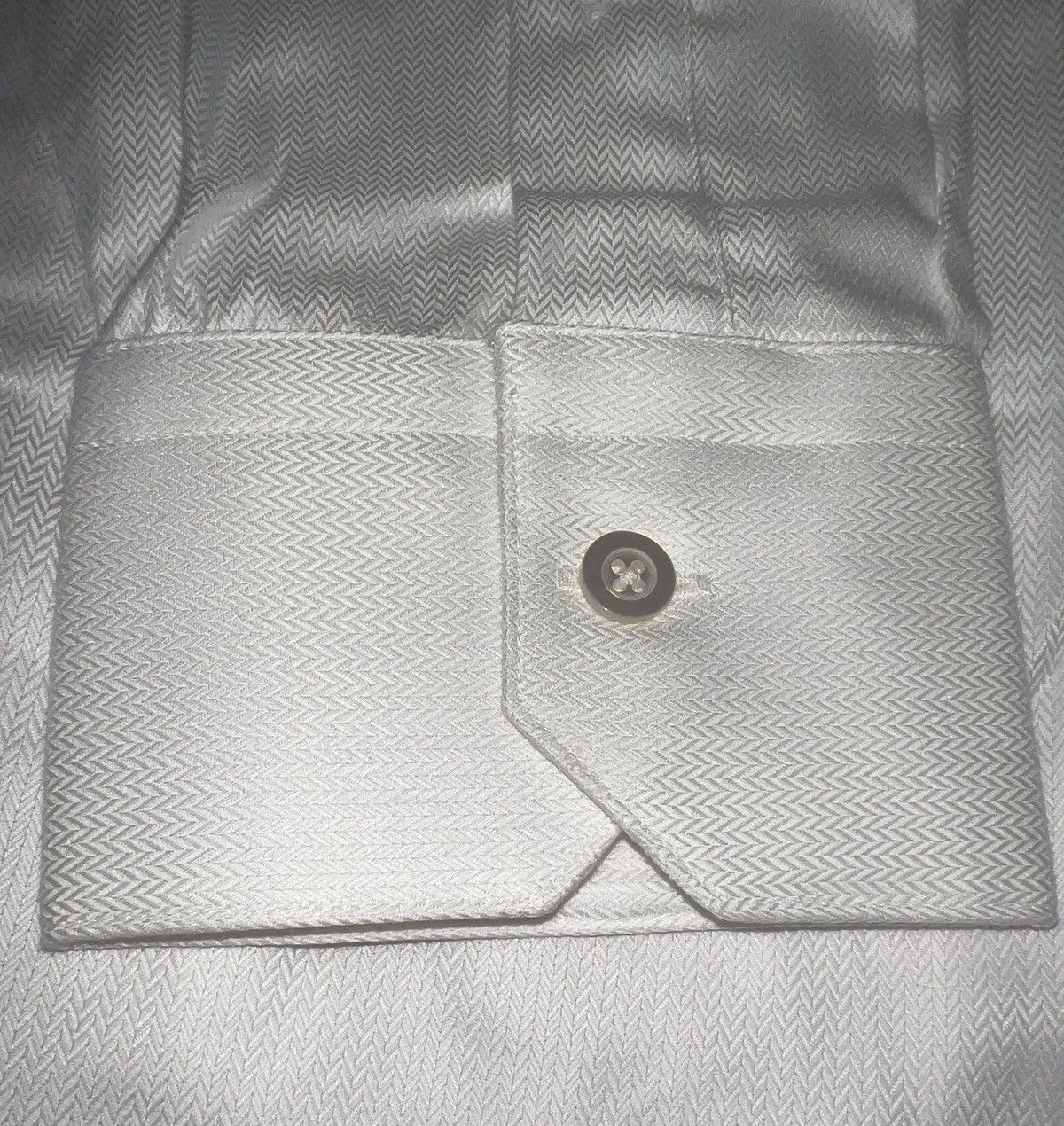Hamilton Hamilton White Herringbone Long Sleeve Shirt – Custom Made Size US XL / EU 56 / 4 - 8 Thumbnail