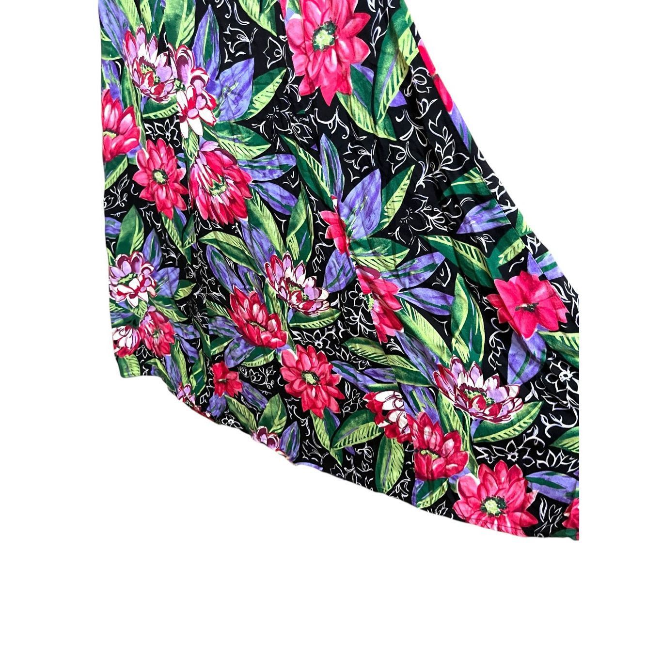 Other Vintage Caroline Wells 90s Flower Print Midi Dress Size 8 Size M / US 6-8 / IT 42-44 - 4 Thumbnail
