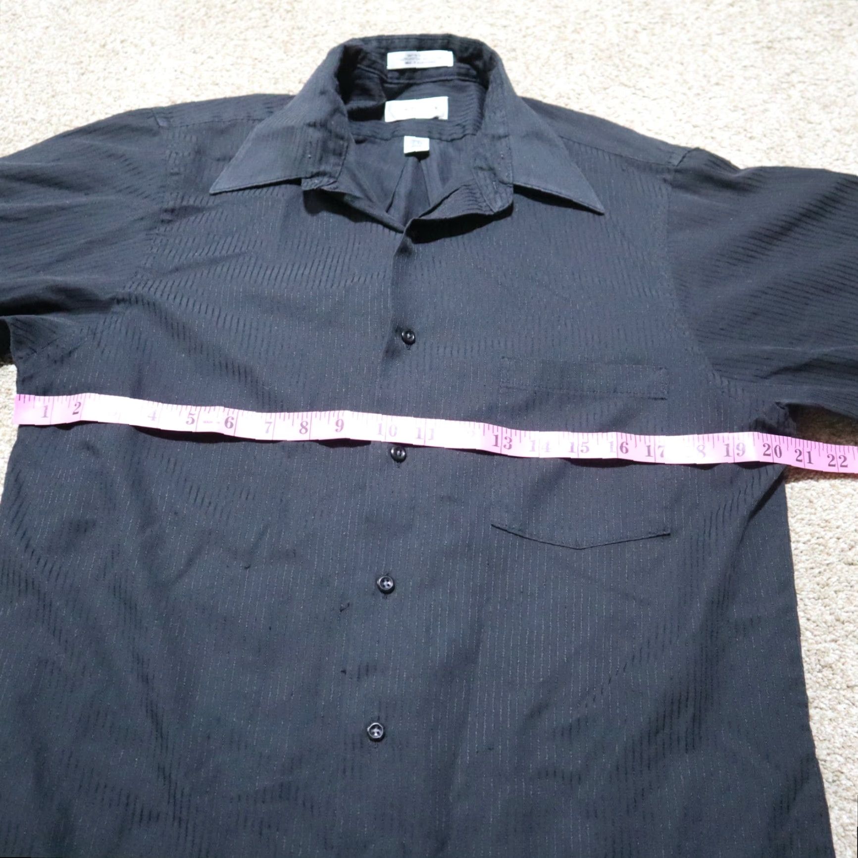 Van Heusen Van Heusen Black Stripe Dress Button Down Shirt Men's Size Medium 15-15.5 32/33 Size 40R - 4 Thumbnail